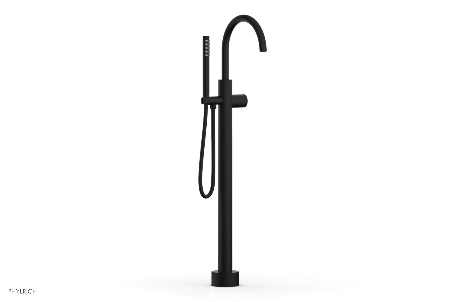 BASIC II Tall Floor Mount Tub Filler with Knurled Handle & Hand Shower - Model 230 44 01 - Perfect for Modern Bathroom Renovations and Spa-Like Showers