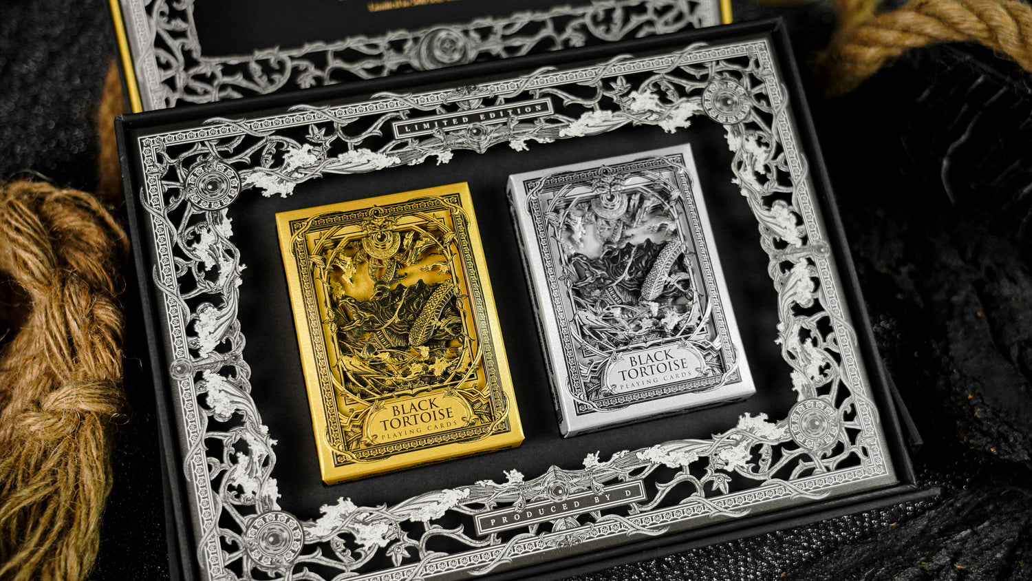 Premium Black Tortoise Black Gold Gift Box Set - Elegant Feng Shui Decor for Home, Office & Wealth Attraction
