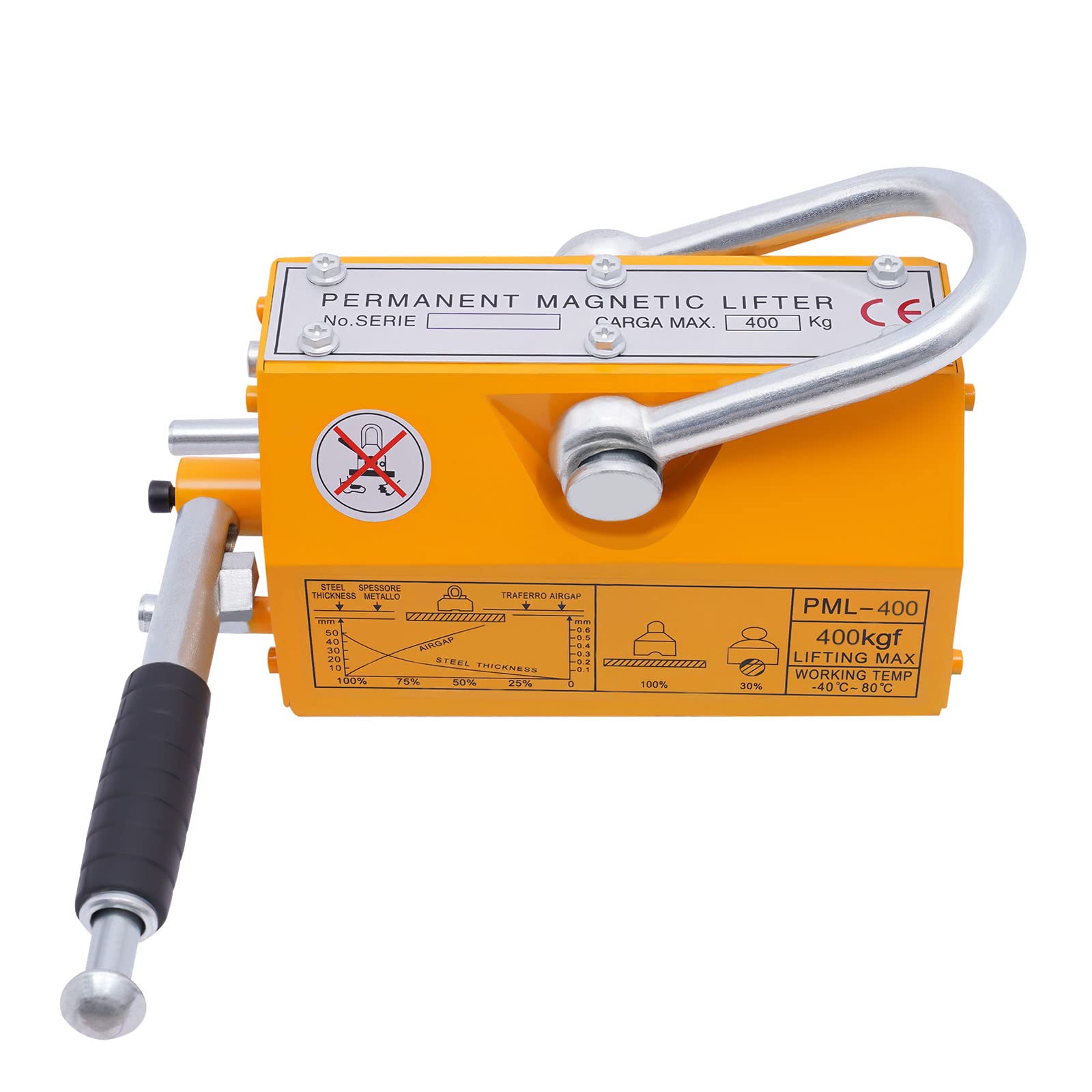 600kg/1320lb Heavy Duty Magnetic Lifter - 1320lbs Lifting Capacity Permanent Magnet for Steel Plates, Beams & Metal - Industrial Shop Crane with Handle - Perfect for Construction, Welding & Metal Fabrication