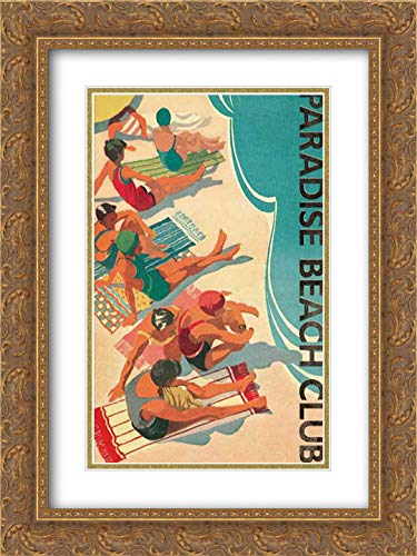 Wild Apple Portfolio 15x18 Gold Ornate Framed Double Matted Museum Art Print - Paradise Beach Club Wall Decor for Living Room, Bedroom & Office