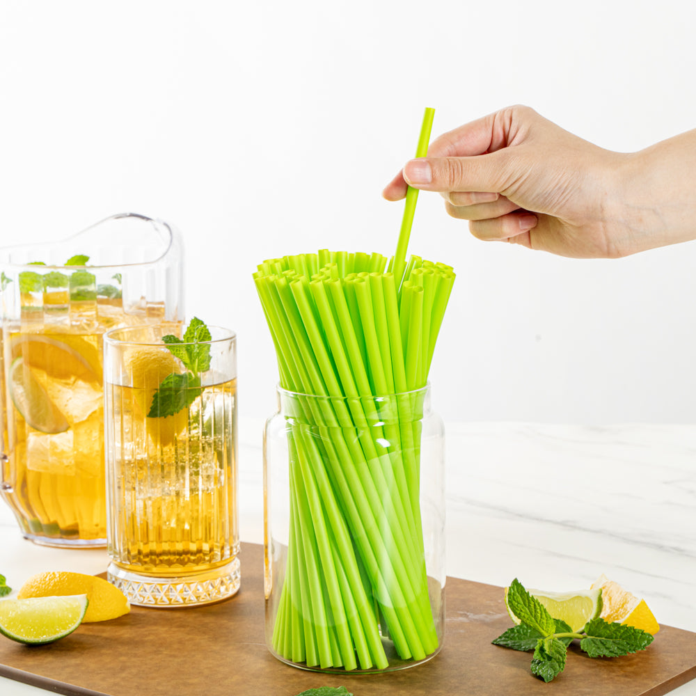 Eco-Friendly Compostable PLA/PBAT Plastic Straws - 8 1/4 Inch, 100 Count Box | Biodegradable Drinking Straws for Restaurants, Parties & Home Use