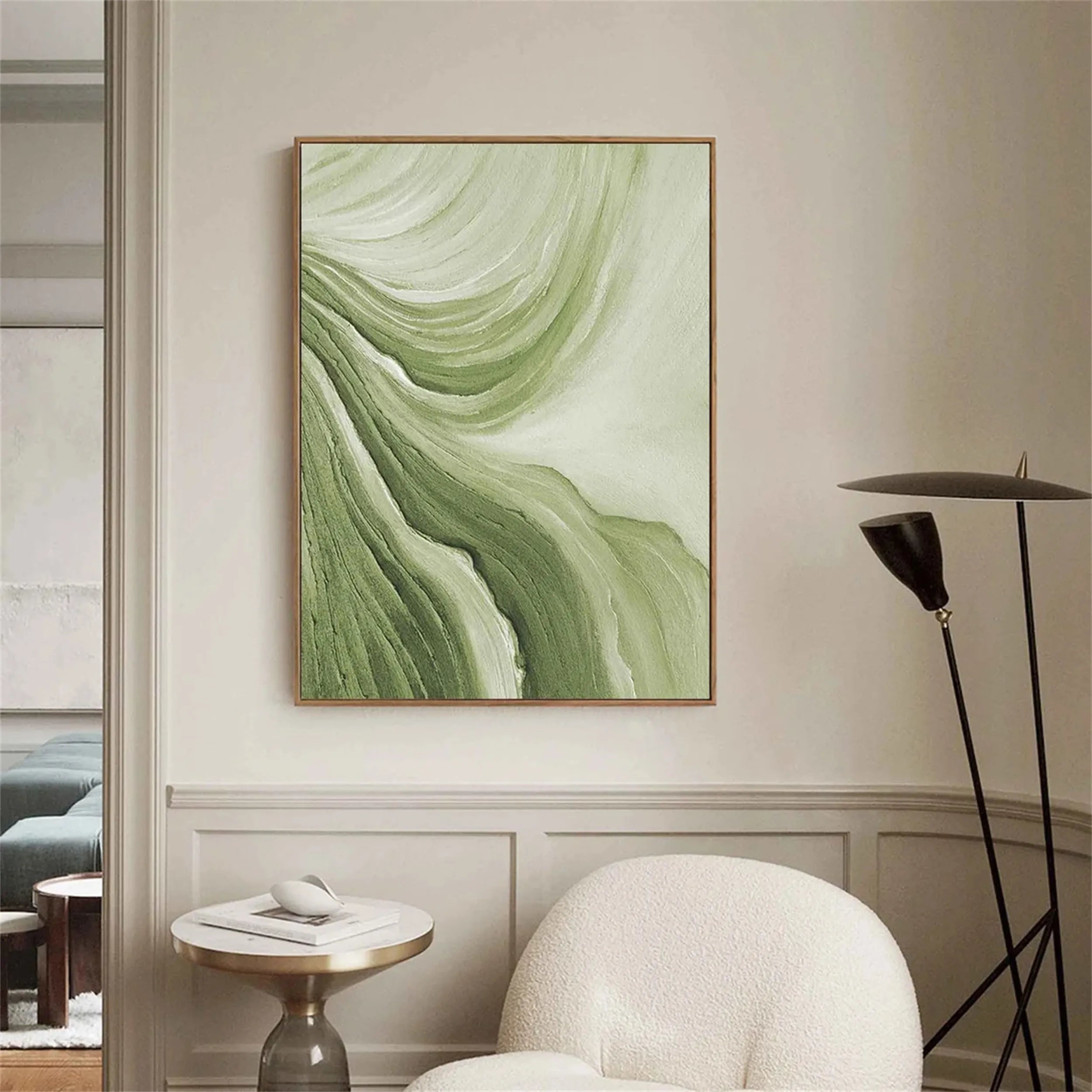 Blue & Green Abstract Wall Art Canvas Print #BG022 - Modern Home Decor for Living Room, Bedroom & Office