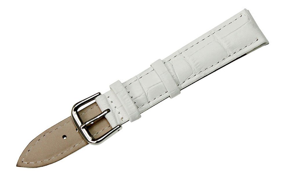 Leather Watch Band Strap - Black, Brown, Blue, White, Red for Casual & Formal Wear