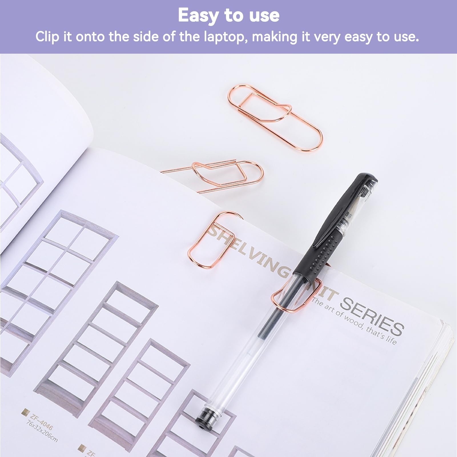 24PCS Rose Gold Metal Pen Clips - Carbon Steel Paper Clip Holder for Notebooks, Books & Journals - Universal Size Fits Any Pen - Perfect for Office, School & Home Organization