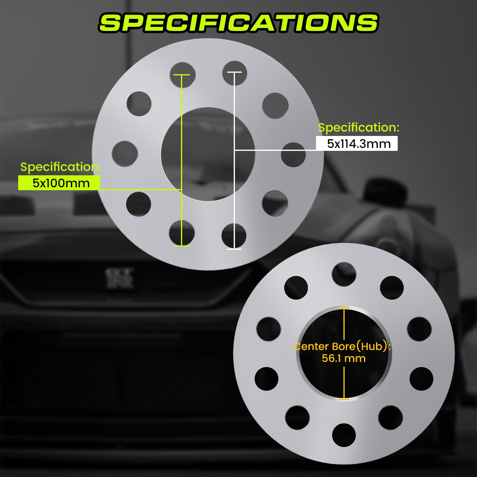 5mm Hubcentric Wheel Spacers (2pcs) – 5x100 Bolt Pattern, 56.1mm Center Bore, M12x1.25 Thread – Compatible with Subaru BRZ, Impreza, Forester, WRX, XV Crosstrek, Outback, Legacy, Baja & Toyota GR86, 86, FR-S – Perfect for Enhanced Stance, Wheel Fitment, and Performance Driving
