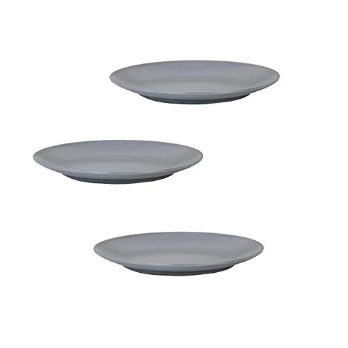 MBBITL 3-Pack 10-inch Melamine Dinner Plates Set - Durable Gray Plates for Outdoor Dining, Picnics & Camping - Shatterproof Dishware for Parties & Everyday Use