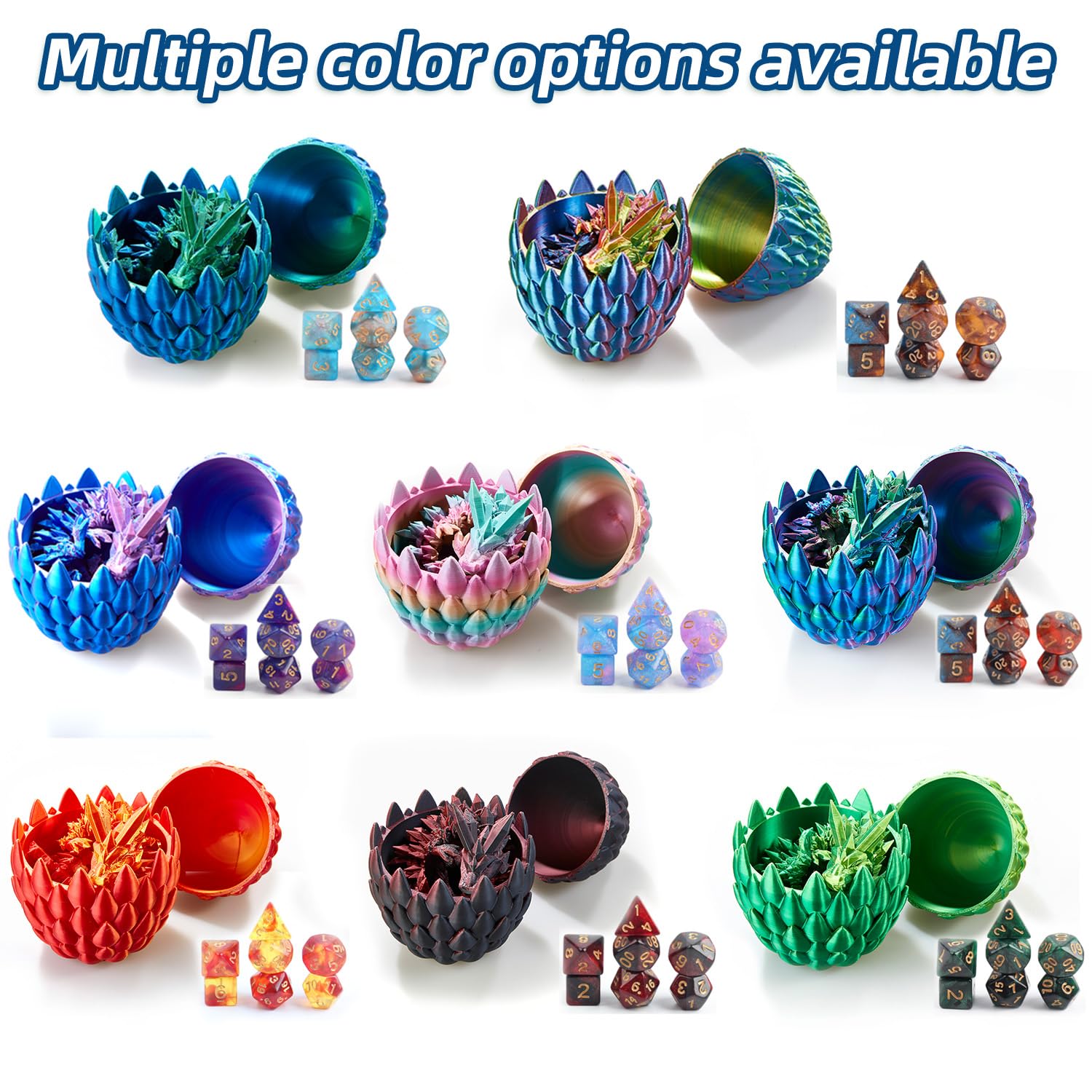 Premium 7-Piece DND Dice Set with 3D Printed Dragon Egg - Polyhedral RPG Dice for D&D, MTG & Tabletop Games - Fidget Toy & Unique Gift Box Included - Perfect for Gamer Gifts, Stress Relief & Fantasy Roleplaying Adventures