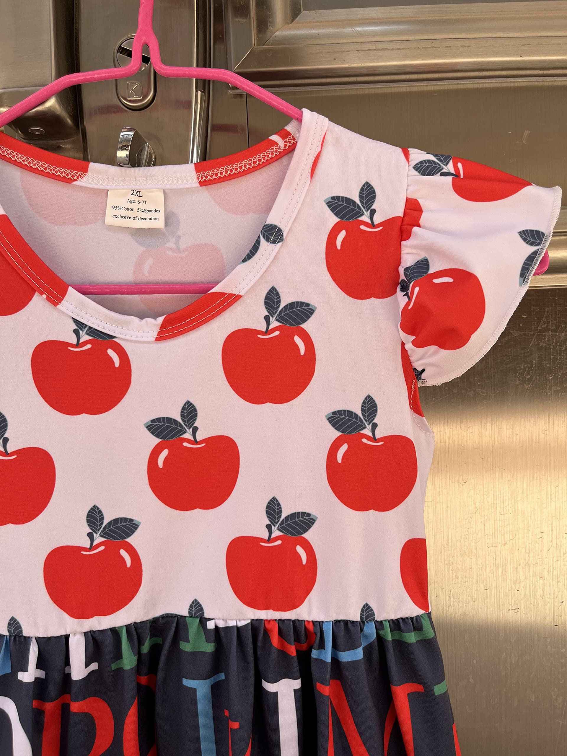 Toddler Girls' Back to School Dresses - Apple, Pencil & Bookworm Print Cute Outfits for Preschool & Kindergarten | First Day of School & Classroom Activities