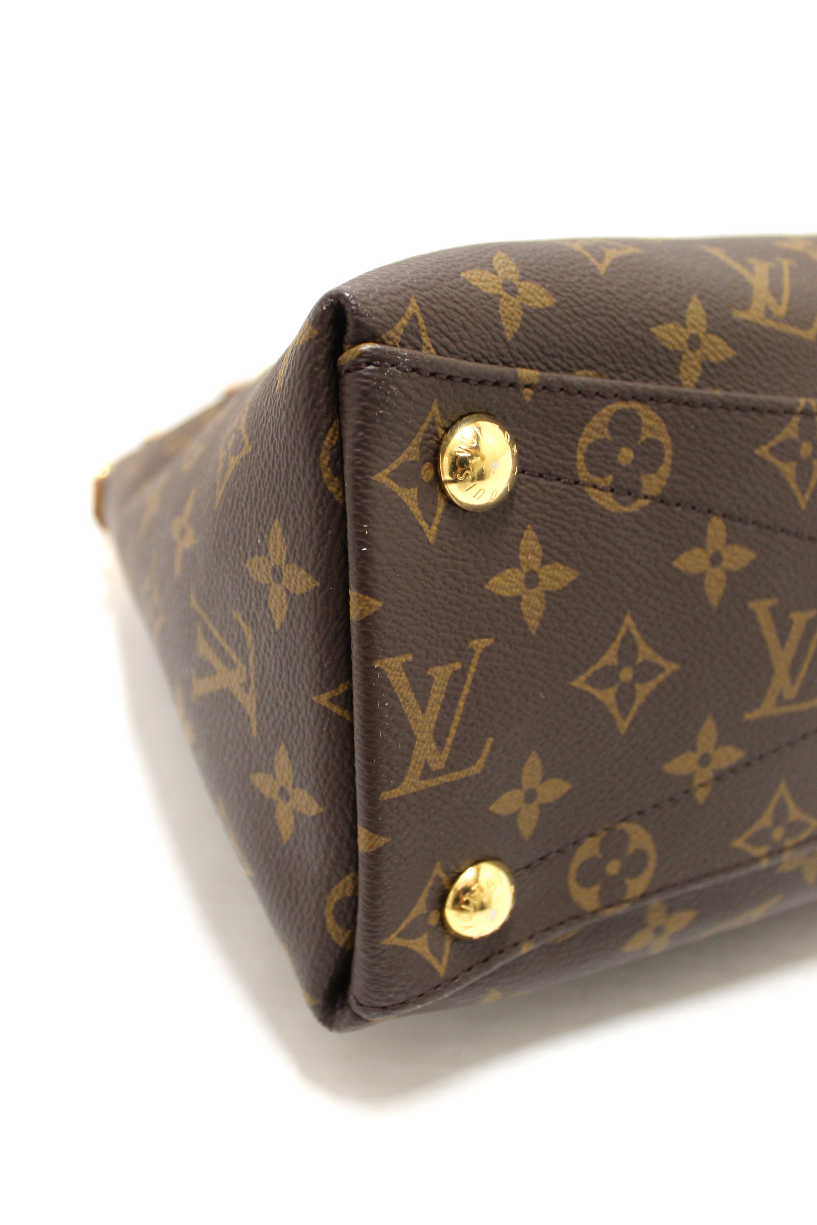 Authentic Louis Vuitton Monogram Canvas Tote Bag with Red Leather Trim - Luxury Designer Handbag for Women, Perfect for Work, Travel & Everyday Use