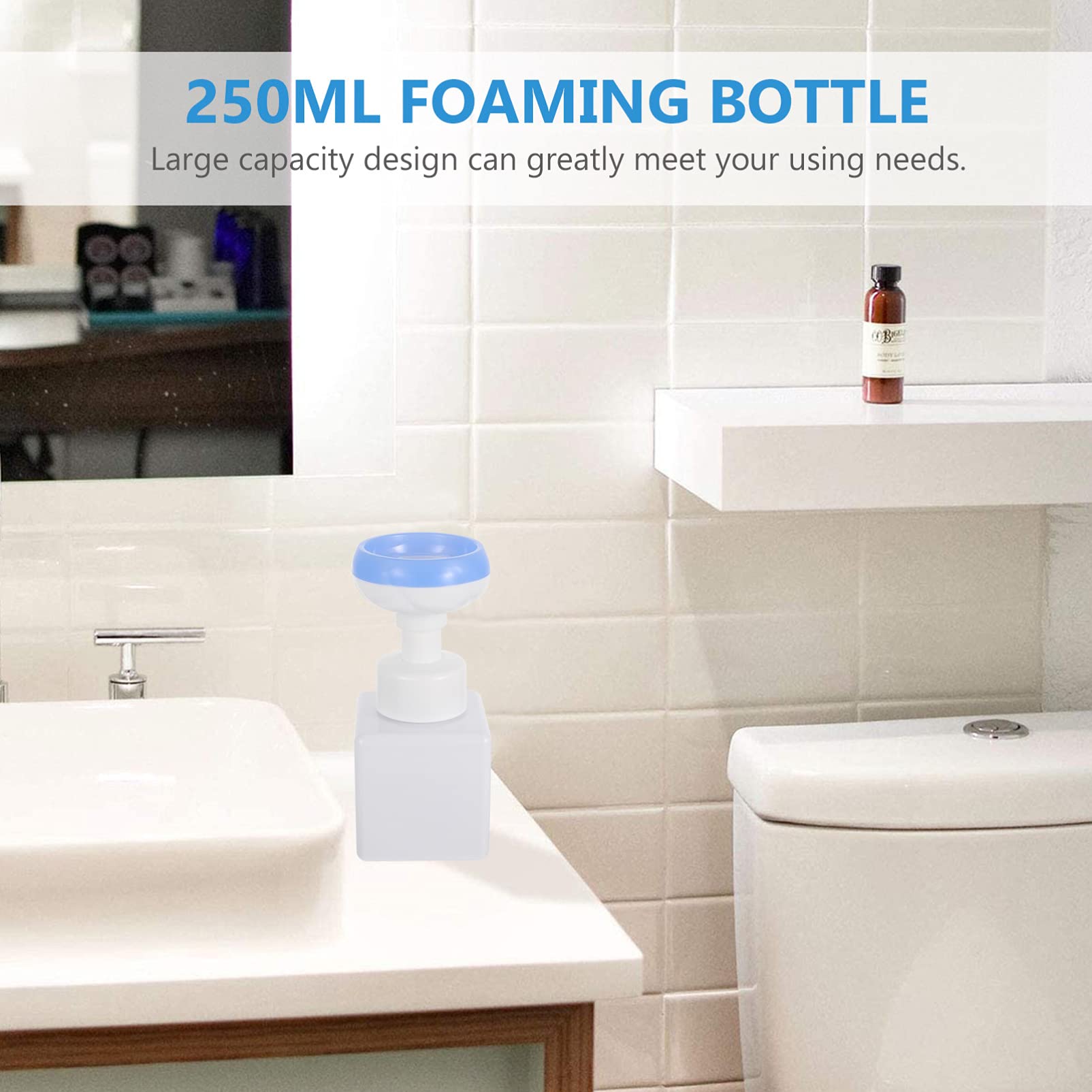 Cabilock 2-Pack 250ml Plastic Foamer Pump Bottles - Refillable Travel Lotion Containers, Foaming Soap Dispenser for Shampoo, Liquid & Hand Wash | Portable for Gym, Camping & Airplane Toiletries