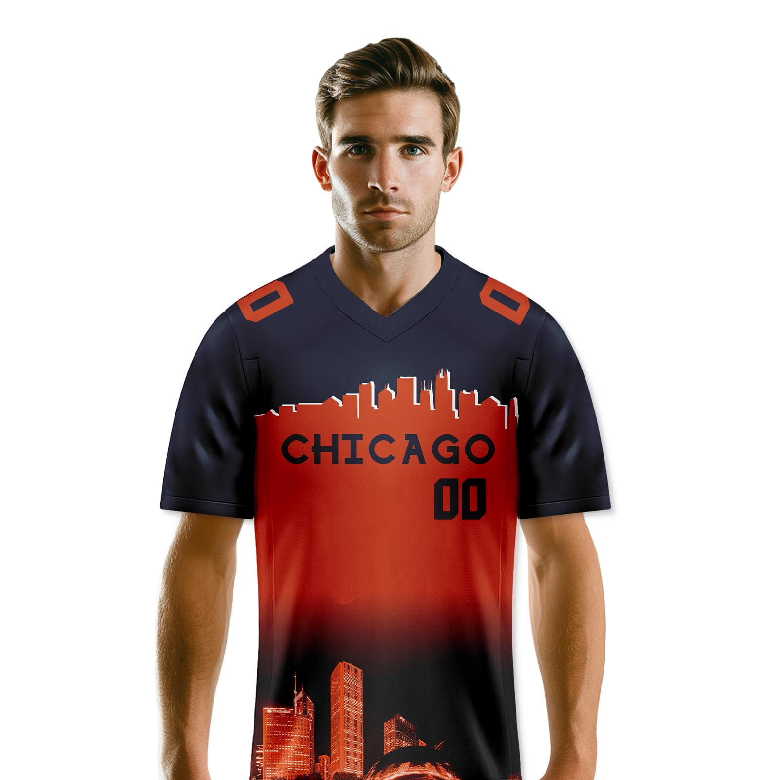 Custom Personalized Football Jersey with City Night Skyline Design - Men Women Youth Name & Number Jersey - Perfect for Game Day, Fan Gifts & Sports Fashion (Ideal for NFL, College Football & Tailgate Parties)