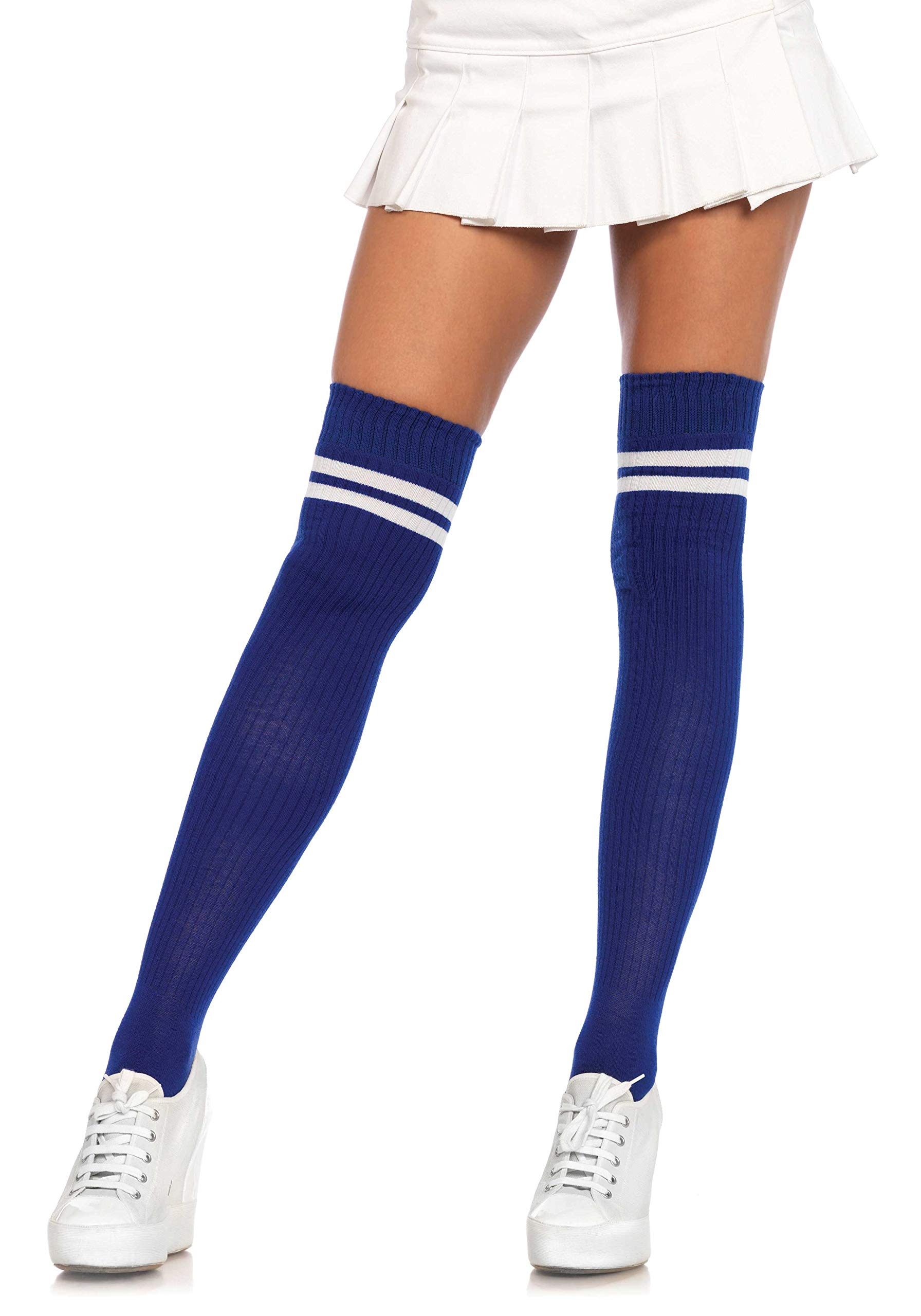 Leg Avenue Women's Ribbed Athletic Thigh High Socks - Breathable Workout Socks for Running, Yoga & Fitness - Fashionable Knee High Socks for Women