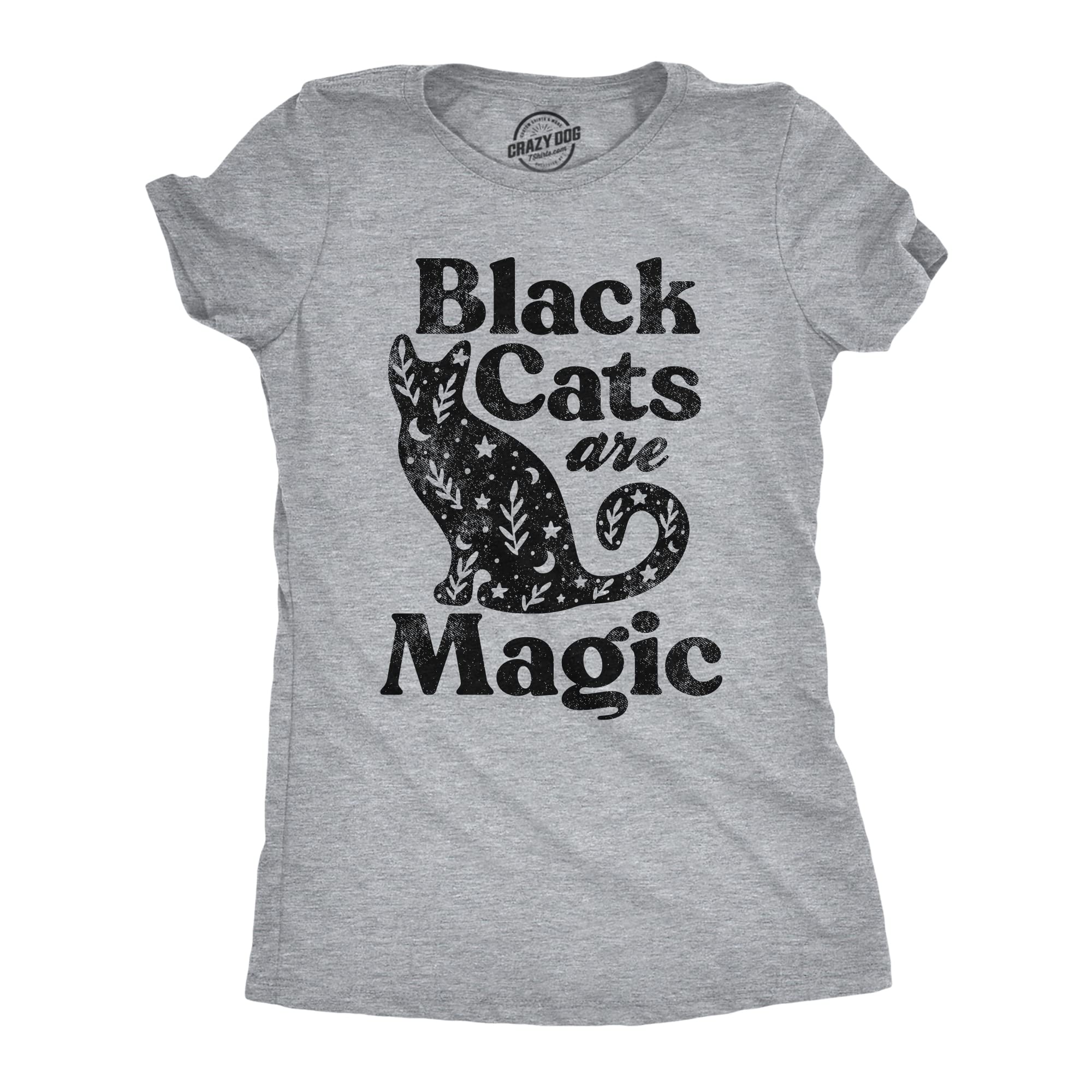 Women's Black Cat Magic T-Shirt - Cute Kitten Lovers Graphic Novelty Tee for Halloween & Everyday Wear - Perfect for Cat Lovers, Halloween Costumes & Casual Outfits