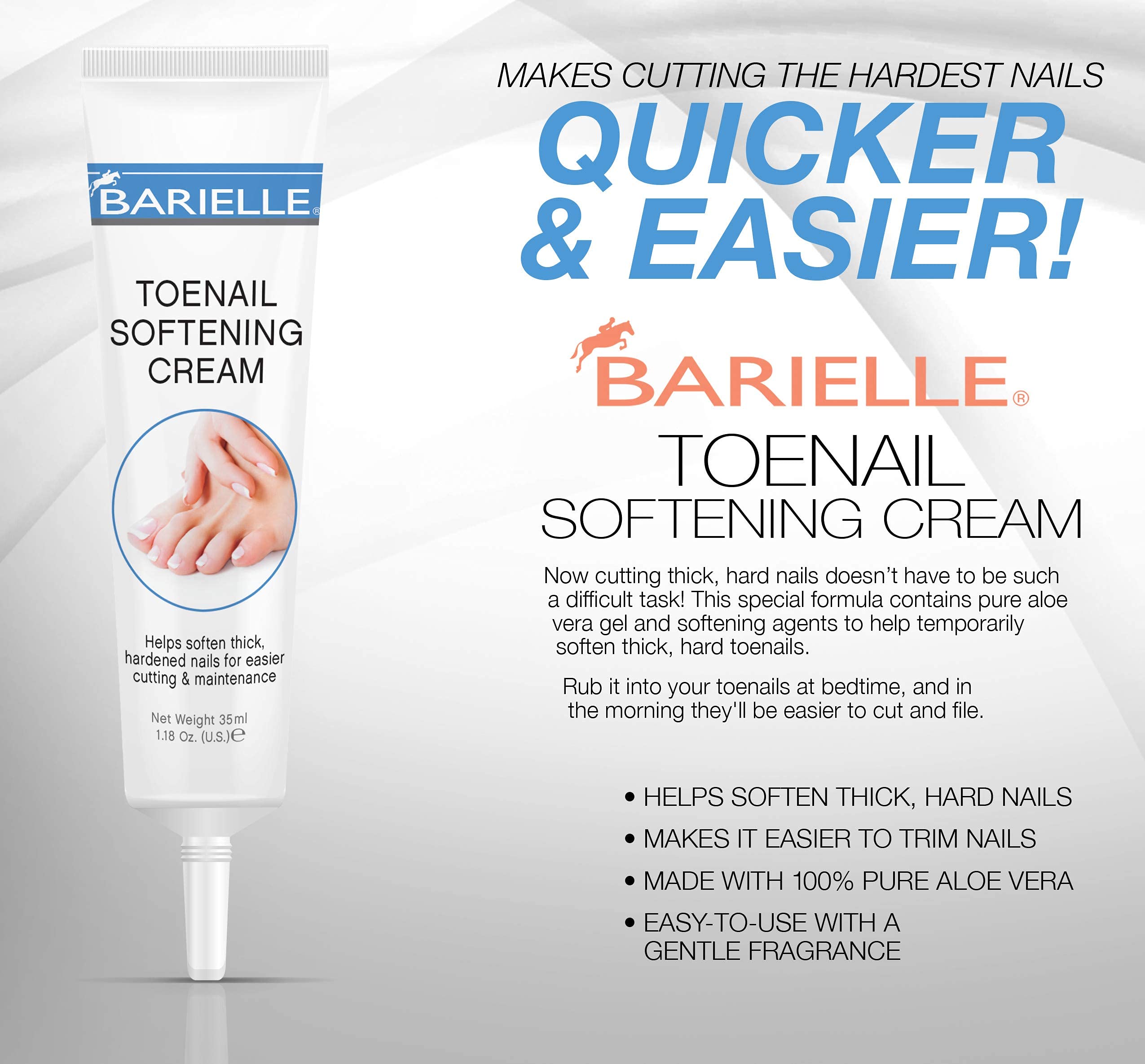 BARIELLE Total Feet & Toes Combo – Moisturizing Foot Care Cream 2.5oz & Toenail Softener 1.18oz – Dry Cracked Heel Treatment & Nail Care for Men & Women – Perfect for Pedicures & At-Home Foot Care