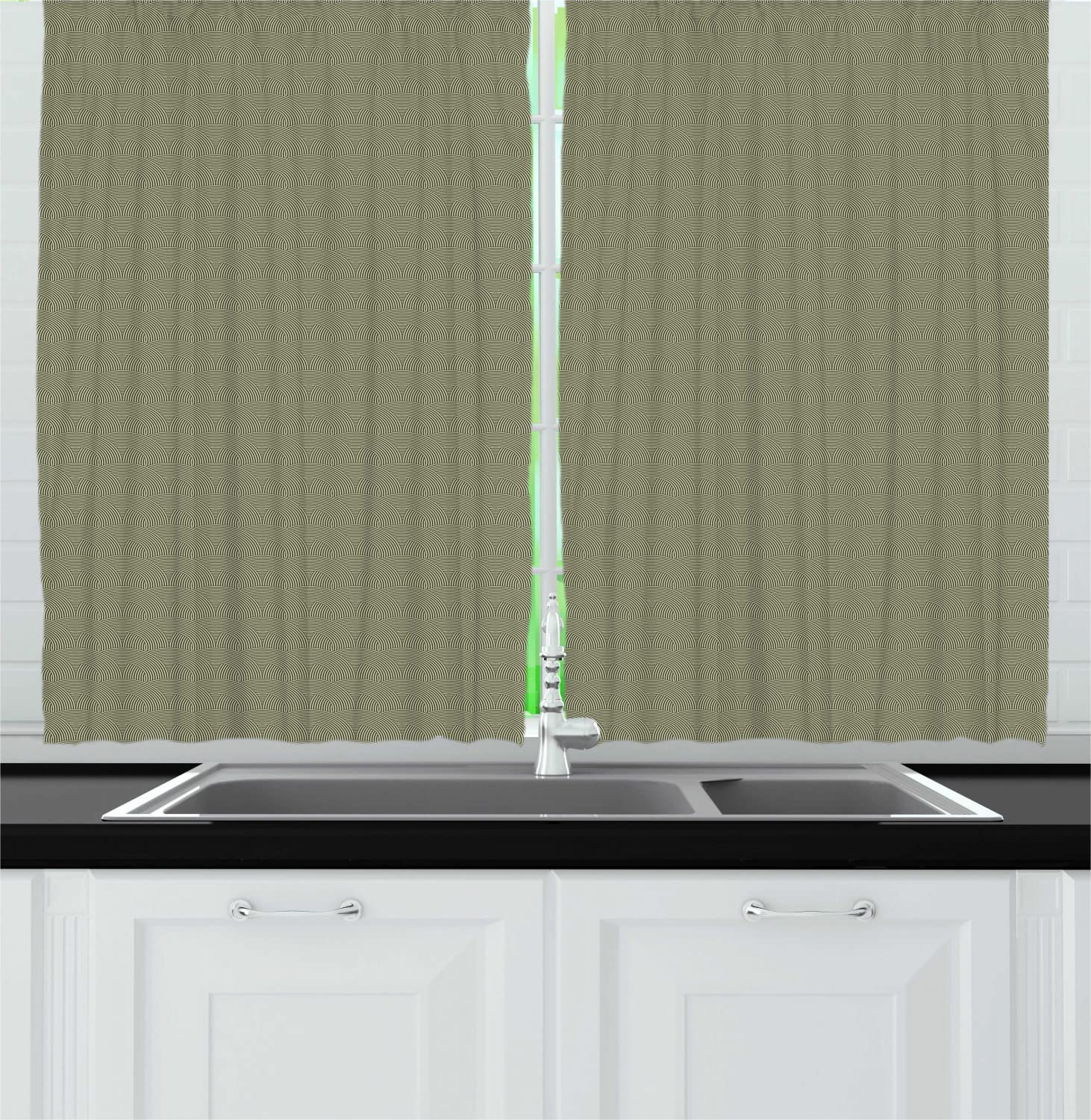 Ambesonne Neutral Striped Kitchen Curtains Set of 2 Panels - 55