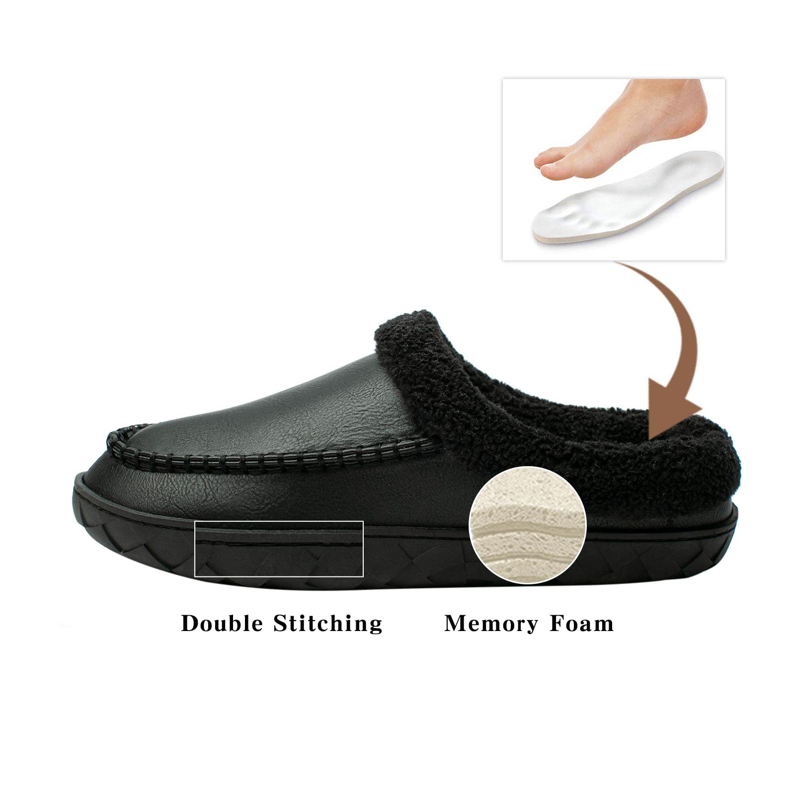 WOTTE Men's Moccasin Slippers - Soft Microsuede with Fleece Lining & Memory Foam - Comfortable Indoor/Outdoor House Shoes for Relaxation, Lounging & Backyard Wear