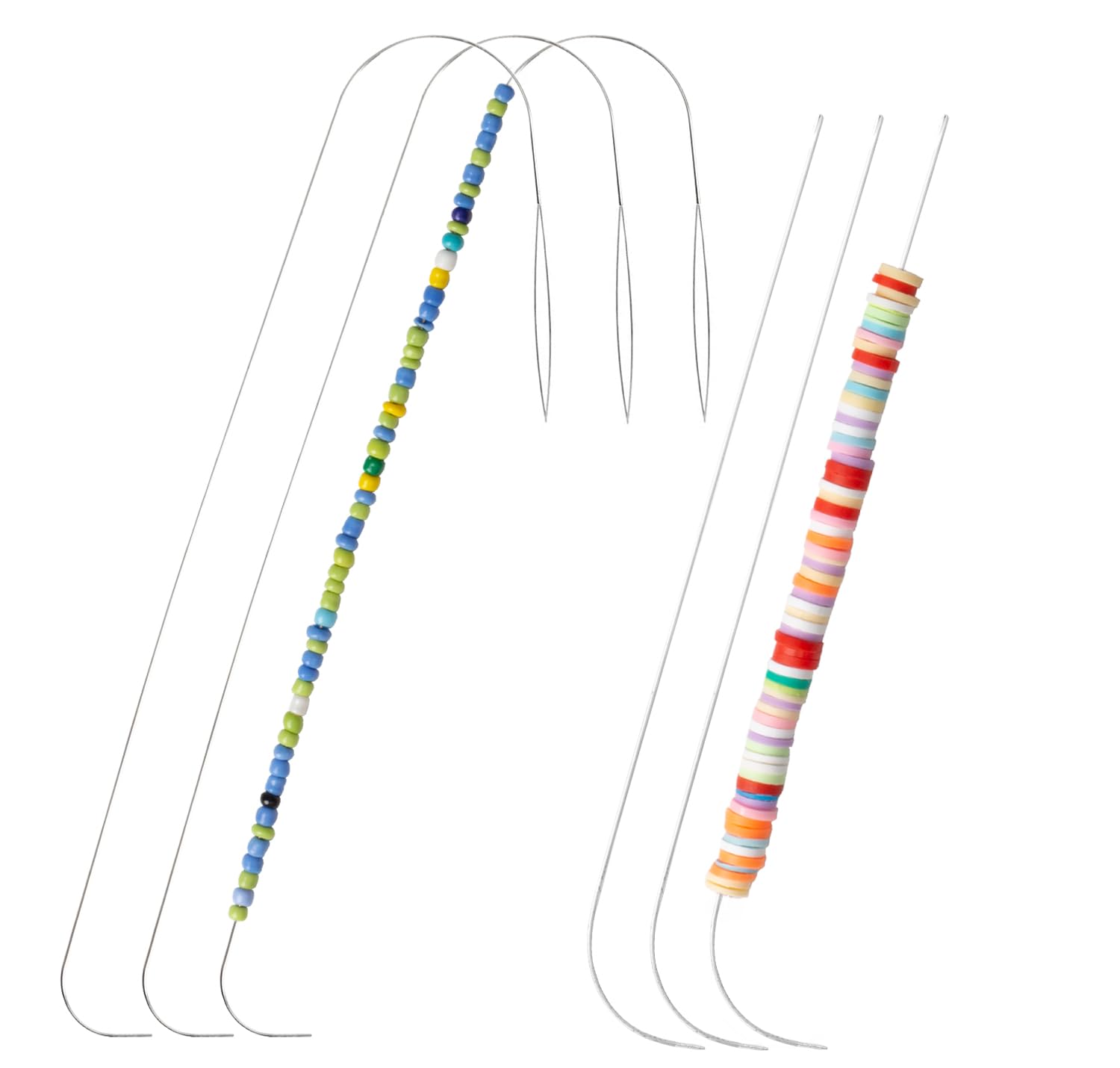 Clay Bead Spinner Needles - 6pcs Big Eye Bending Beaded Needles for Jewelry Making with Clay Beads & Seed Beads | Perfect for Bracelet, Necklace & DIY Craft Projects