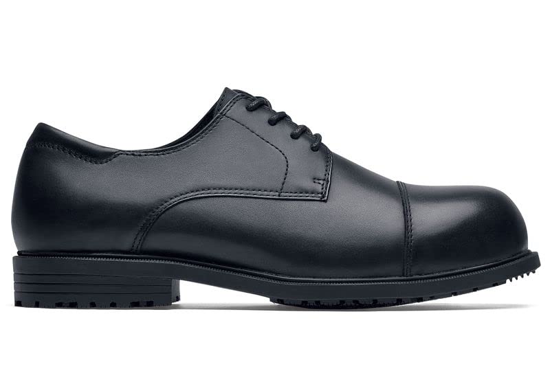 Shoes for Crews Senator Men's Nano Composite Toe (NCT) Slip Resistant Waterproof Black Dress Work Shoes Size 8.5 - Ideal for Restaurant, Hospitality & Healthcare Professionals