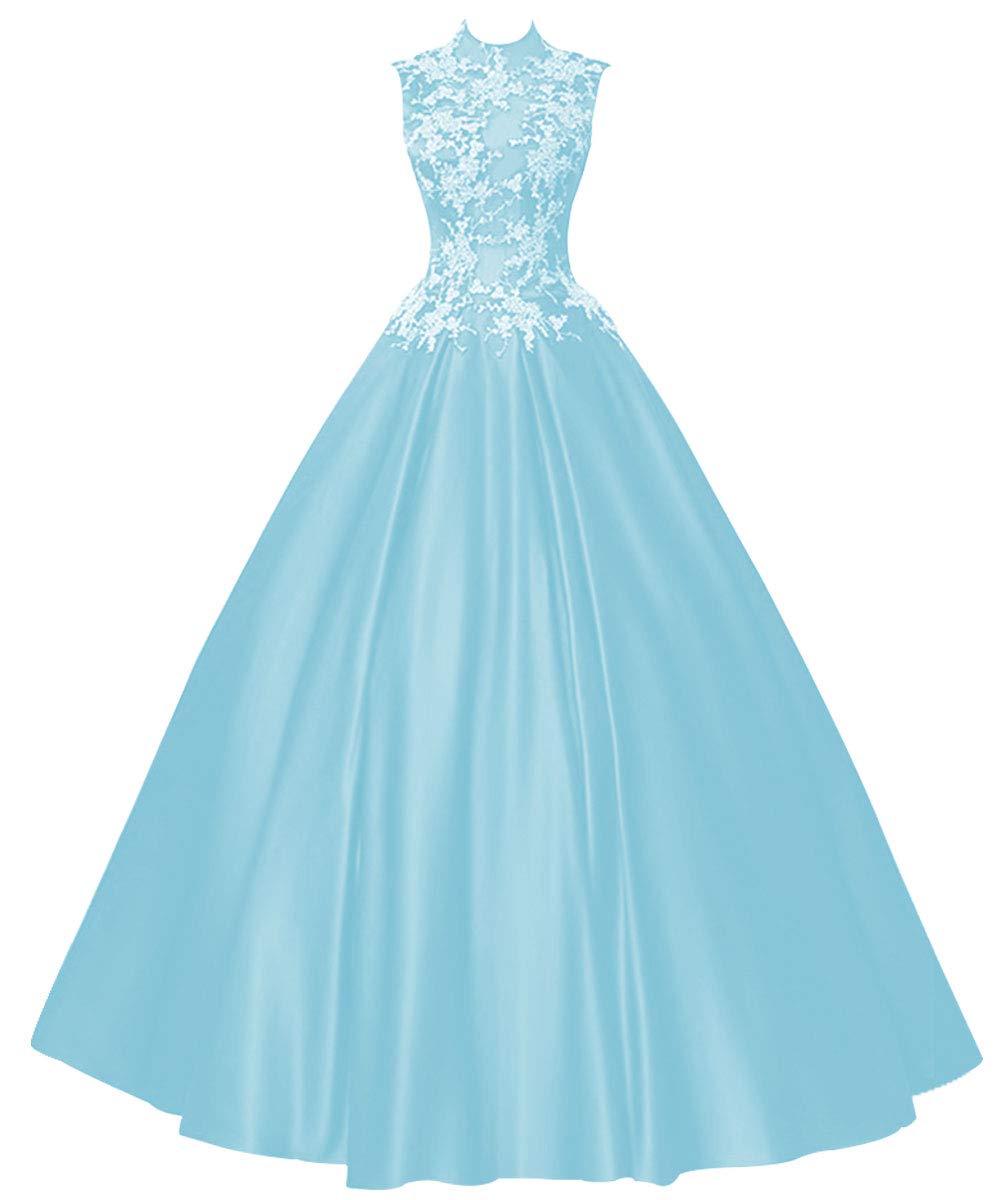 Elegant Long Prom Dress for Quinceañera | Princess Evening Gown with Halter Neckline & Sleeveless Satin Design | Perfect for Homecoming, Formal Dances & Special Occasions