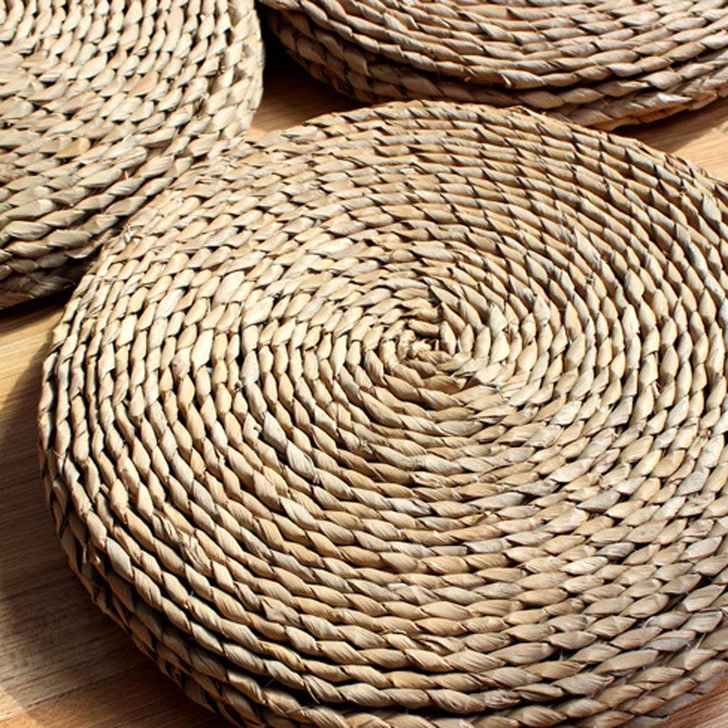 HAUWELL Handmade Japanese Tatami Round Braided Straw Seat Cushion - 19.7 Inch Natural Woven Yoga Mat & Zafu Meditation Pillow - Perfect for Zen Decor, Floor Sitting & Home Meditation Practice