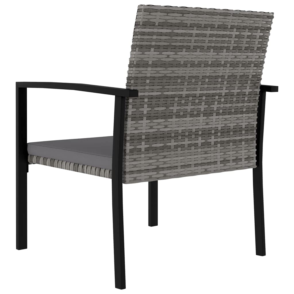 SKM 3-Piece Patio Dining Set - Gray Poly Rattan Outdoor Furniture for Garden, Balcony, or Backyard | Weather-Resistant & Durable