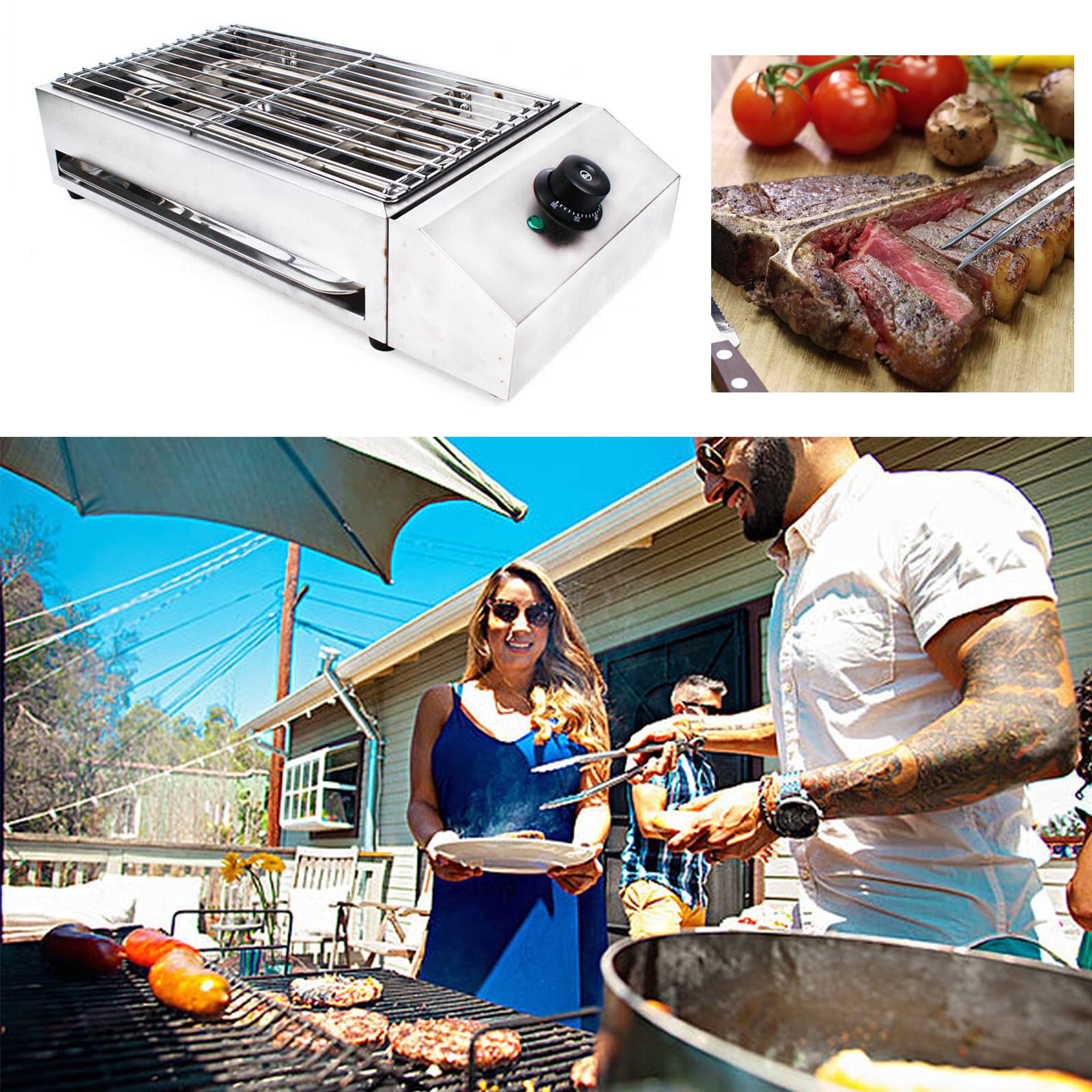 1800W Electric BBQ Griddle Grill - Portable Indoor/Outdoor Flat Top Grill for Raclette, Hibachi & Small Barbecues | Perfect for Family Dinners, Backyard Parties & Camping Trips
