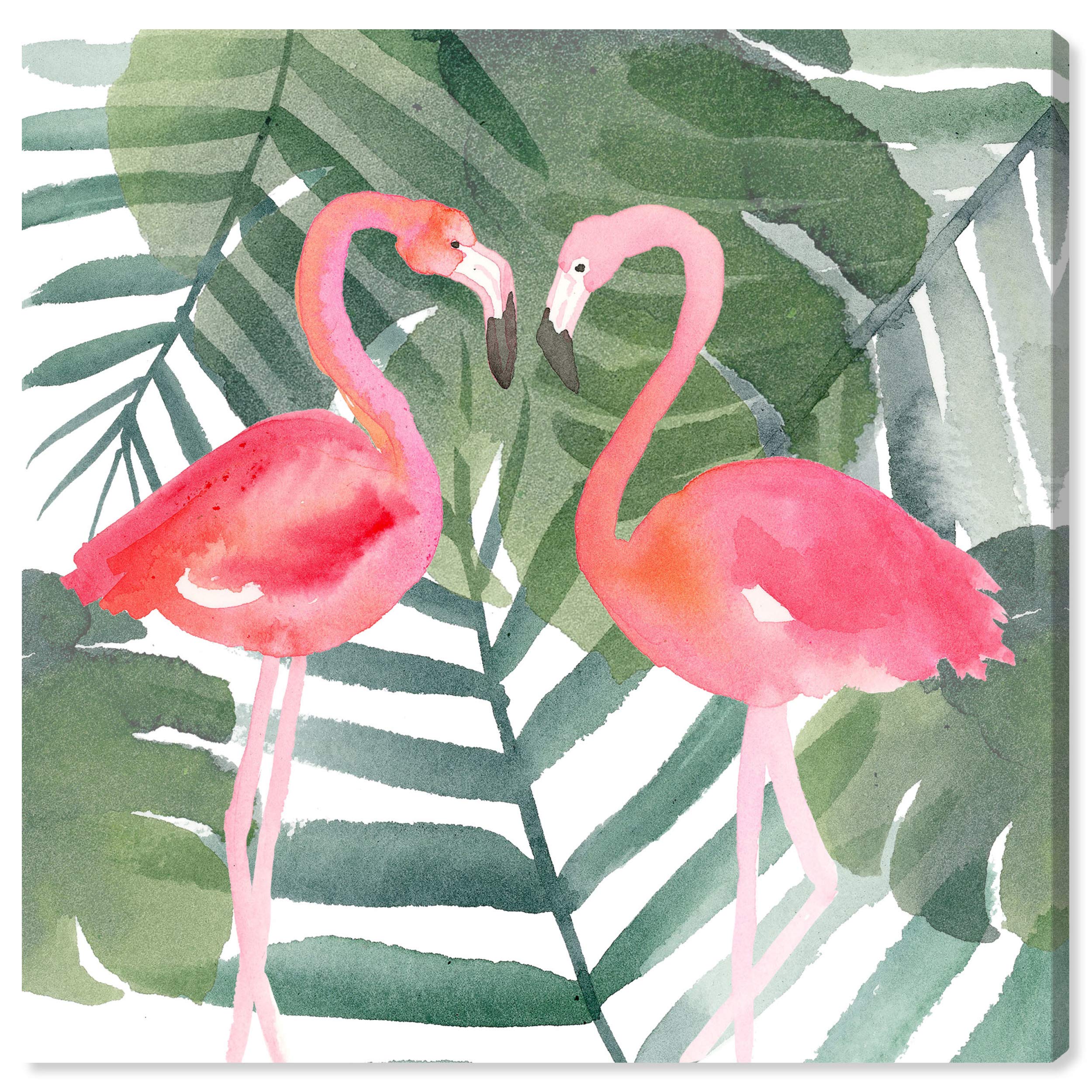 Oliver Gal Artist Co. 'Pinkest Love' Animals Wall Art Canvas Print - 30x30 Inch Pink & Green Modern Home Decor - Perfect for Living Room, Bedroom or Nursery Wall Decor