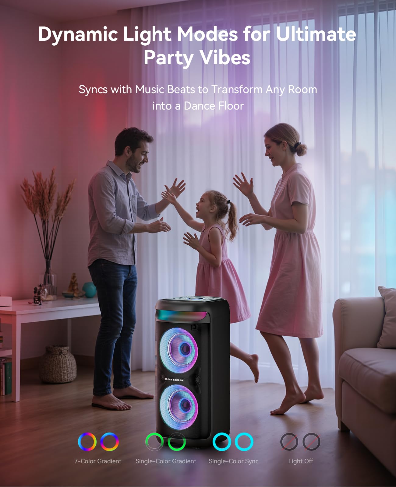 Portable Bluetooth Karaoke Machine with 2 Wireless Microphones - 400W Peak Power PA Speaker System with LED Disco Lights & 6.5