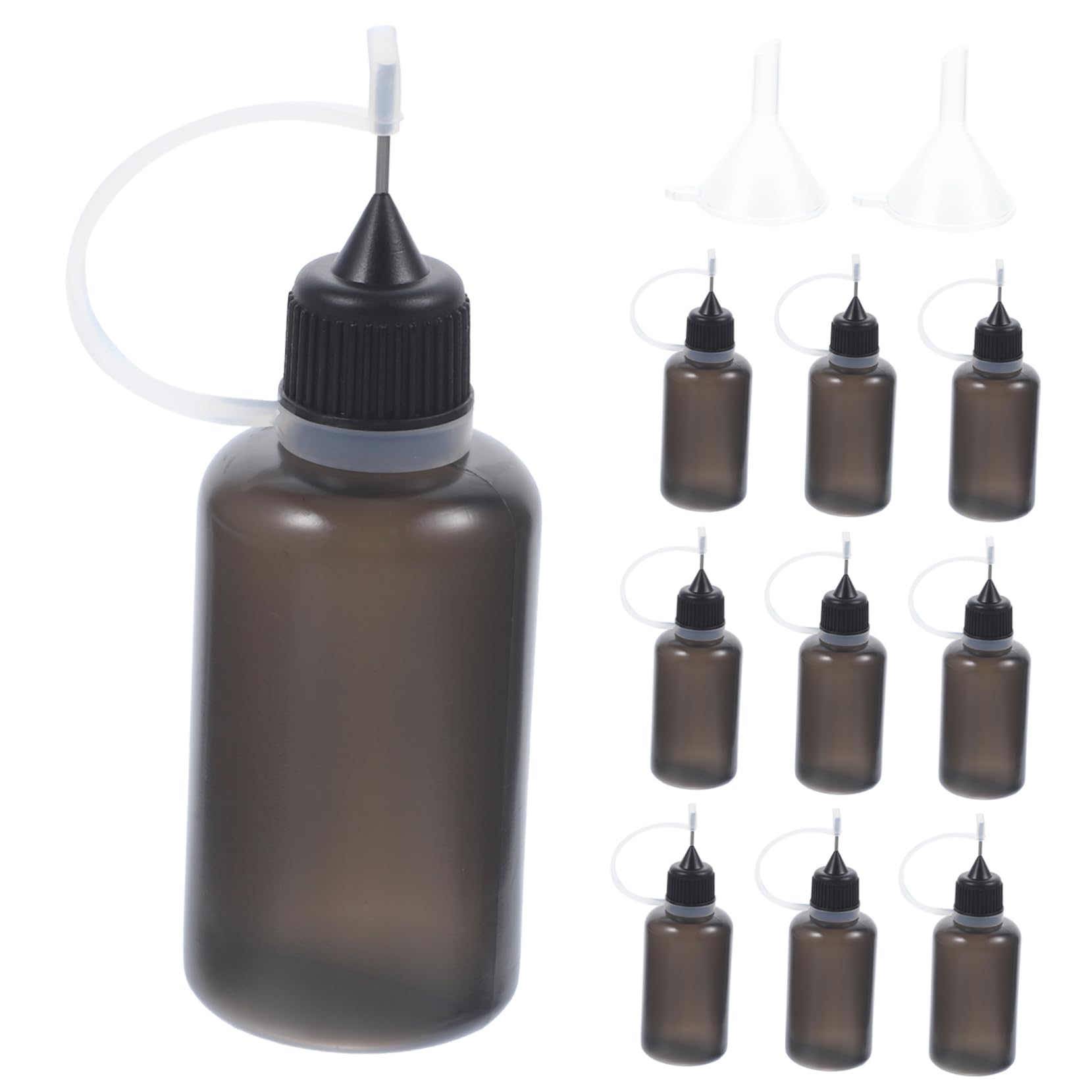 30ml Glue Applicator Bottles Set - 10pcs Reusable Tip Bottles with 2 Funnels for DIY Crafts, Jewelry Making, and Home Repairs