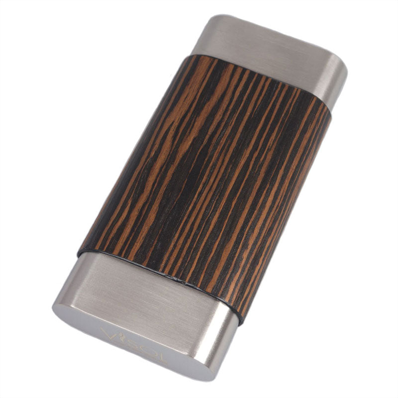 Premium Terran Ebony Wood & Stainless Steel Cigar Case - Large Capacity Humidor for Travel & Home Storage | Luxury Cigar Accessories for Men
