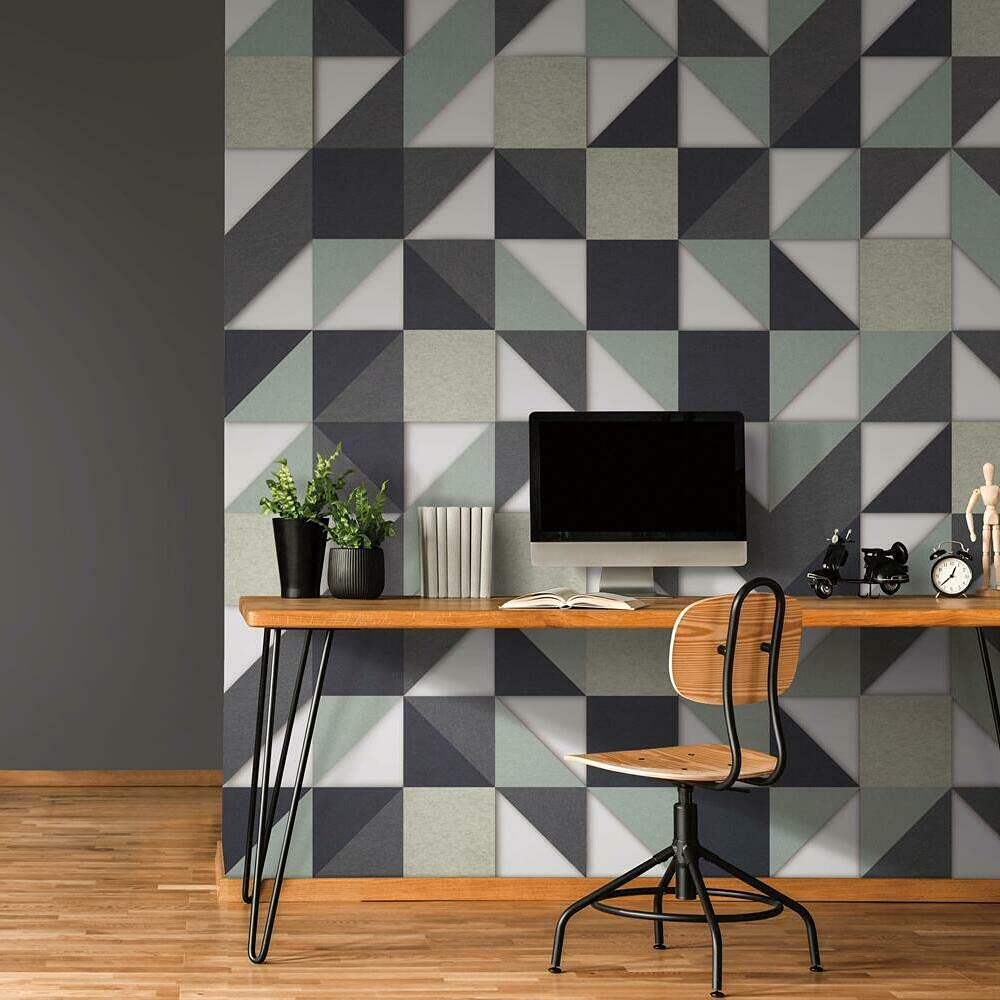 York Wallcoverings QWS1001 QuietWall Ivory Squares - Soundproof Peel and Stick Wall Tiles for Home & Office Noise Reduction - Perfect for Bedrooms, Home Theaters, and Conference Rooms