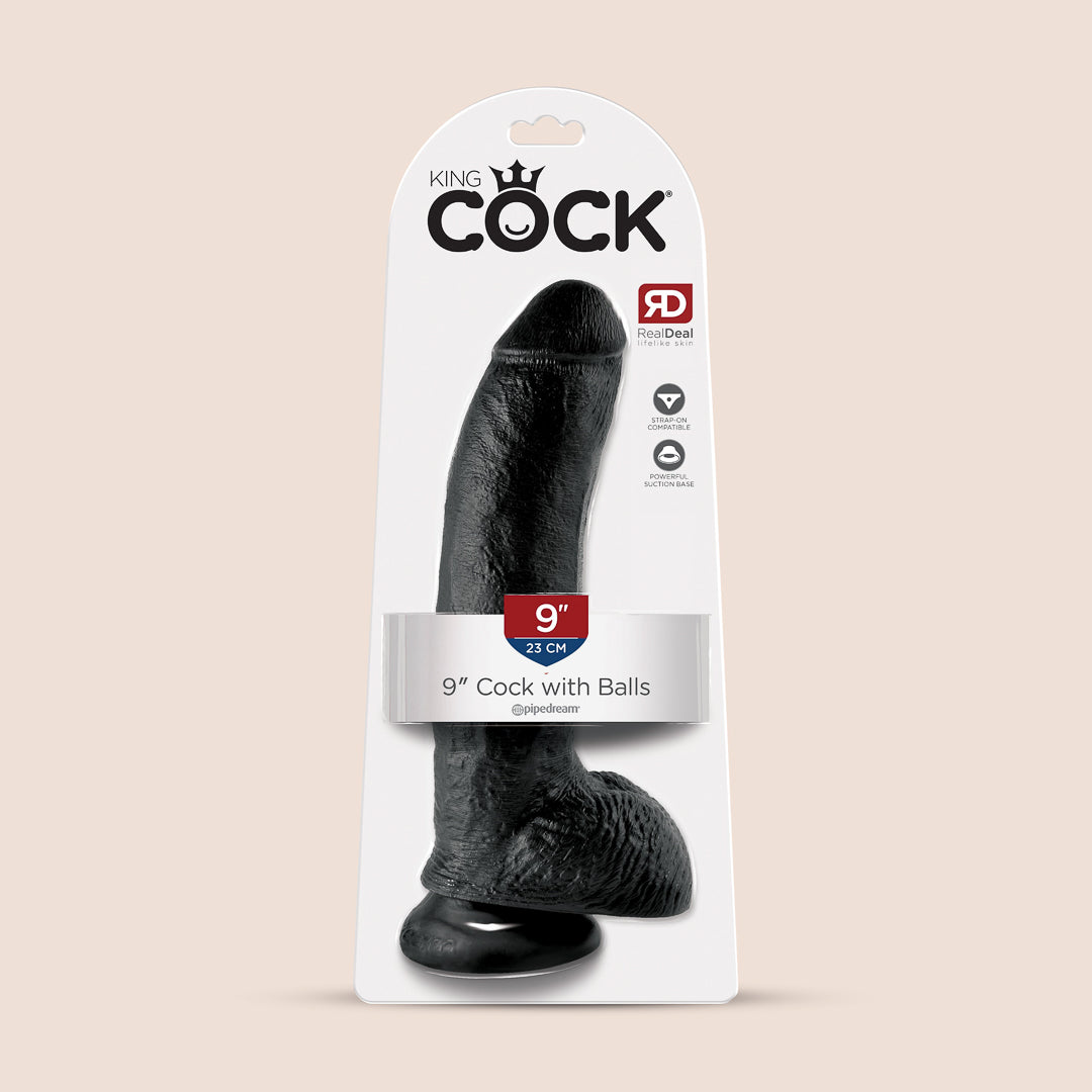 Pipedream King Cock 9 Inch Realistic Dildo with Balls - Lifelike Silicone Adult Toy for Couples & Solo Play, G-Spot & Prostate Stimulation