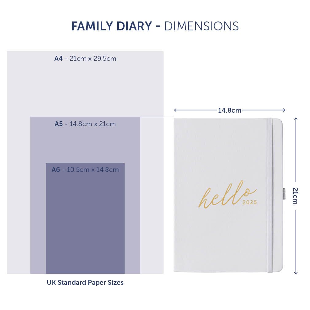 Busy B 2025 A5 Family Diary - Weekly Planner with 5 Schedules, Light Lilac Faux Leather Cover & Gold Foil - Life Organizer for Busy Families - Includes Yearly Calendar, Birthdays & Tear-Off Notes - Perfect for Family Scheduling, Work-Life Balance & Home Organization