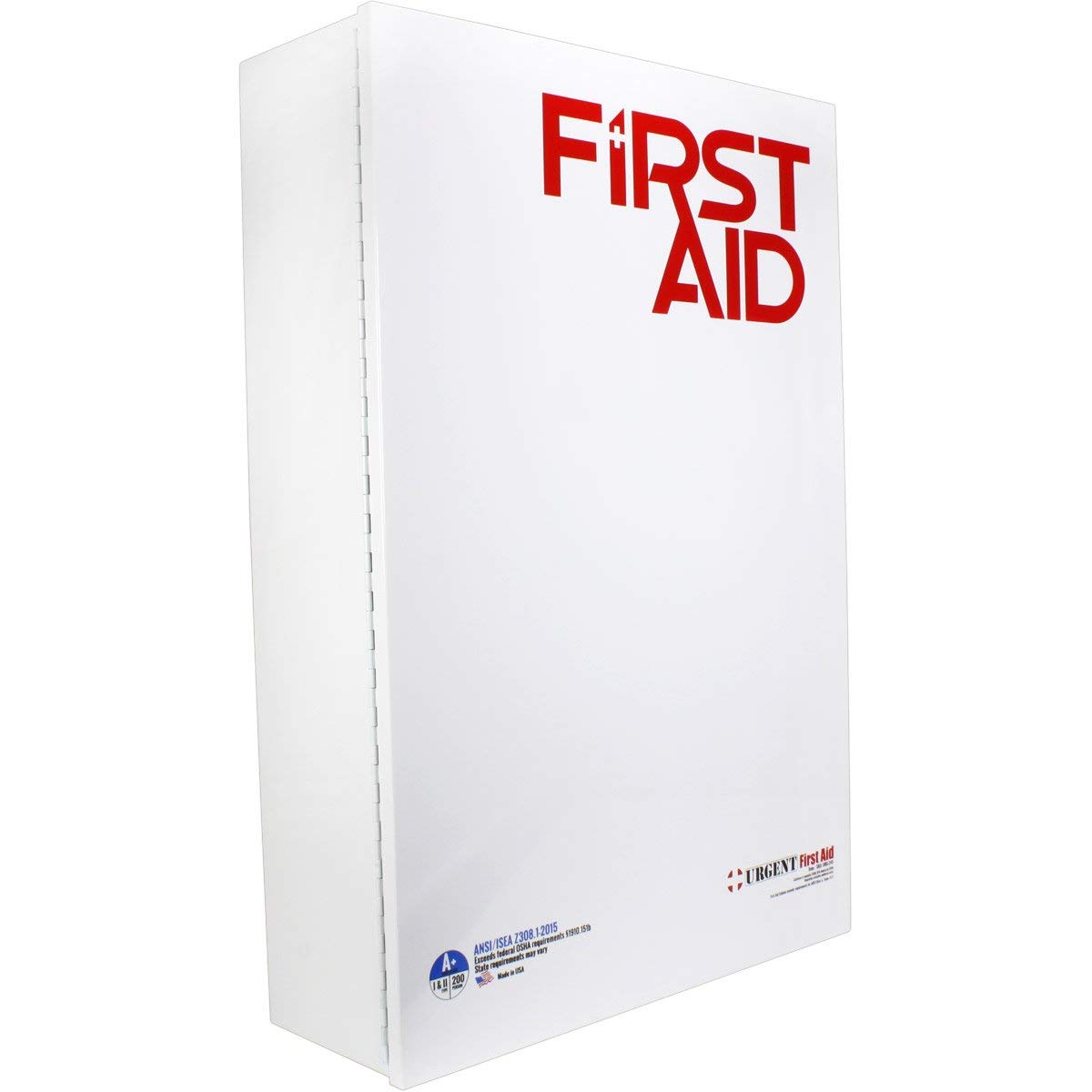 OSHA & ANSI Certified 5-Shelf Industrial First Aid Cabinet with Pocket Liner - 200 Person Capacity, 1890 Pieces, 2015 Class A+ Compliant (Types I & II) - Made in USA by Urgent First Aid™ - Ideal for Workplace Safety & Emergency Preparedness