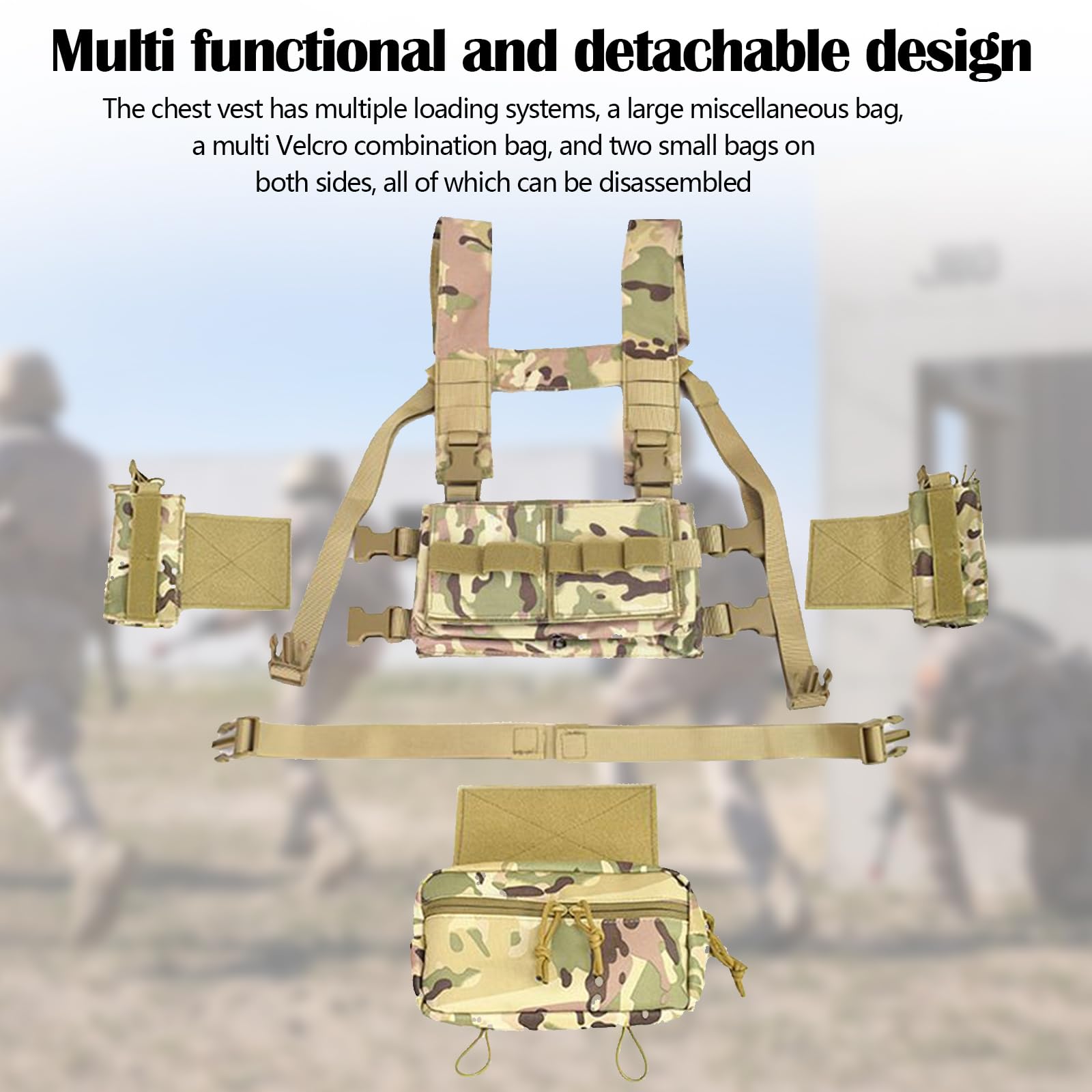 Adjustable Tactical Chest Rig Vest with Quick Detach System - Military Grade Molle Compatible Chest Pack for Camping, Hiking, Hunting & Outdoor Adventures - Perfect for Airsoft, Paintball & Survival Gear Organization