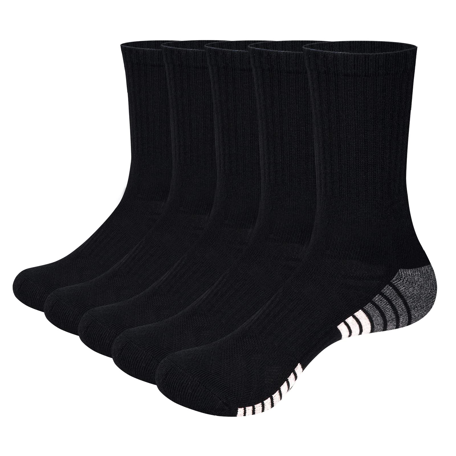 YUEDGE Women's Moisture-Wicking Anti-Odor Cushioned Cotton Crew Socks - 5 Pairs Pack for Workout, Running, Yoga & Everyday Comfort
