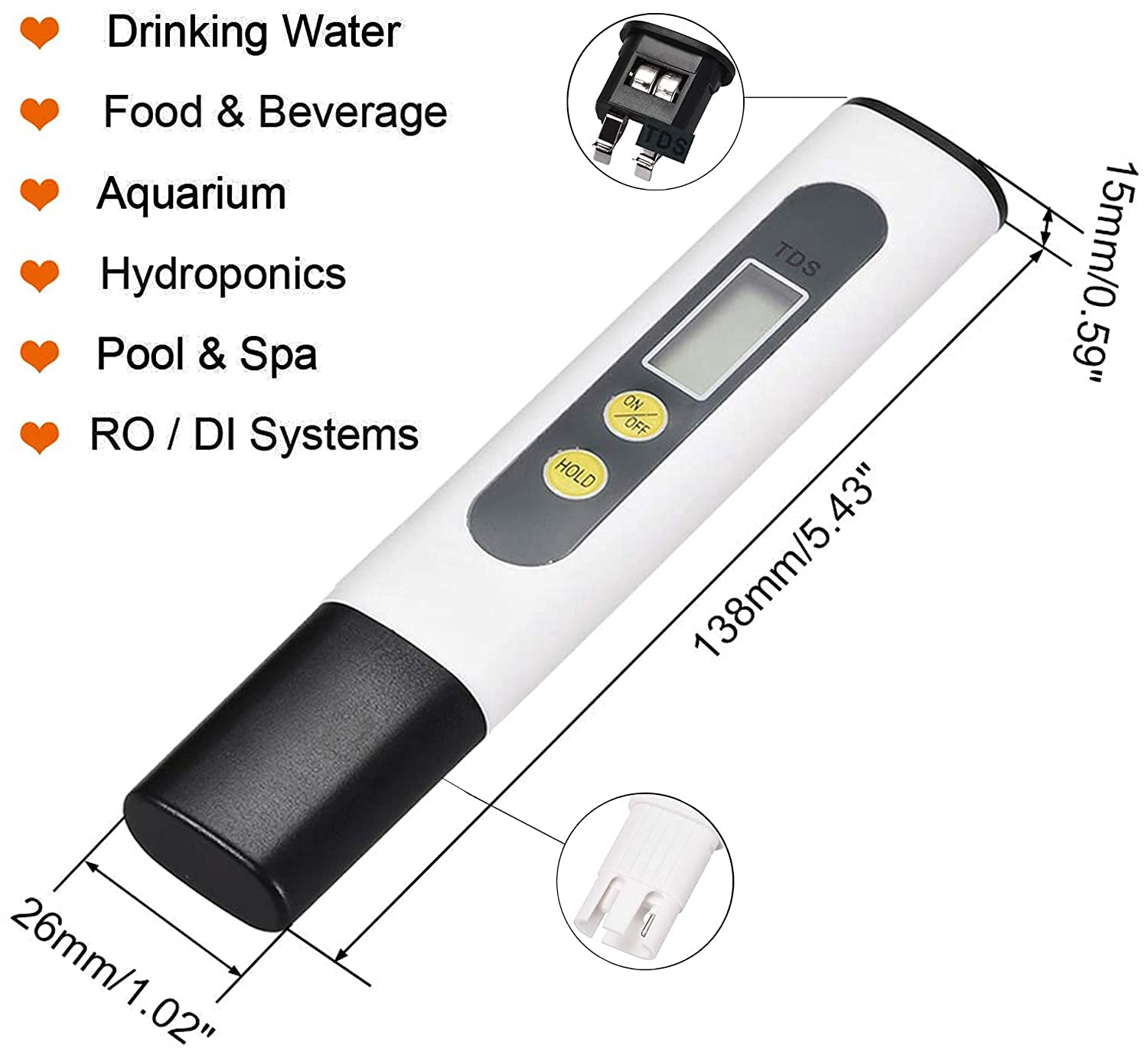 AMPEREUS Digital TDS and pH Meter - Water Quality Tester for Home, Aquariums, Pools & Commercial Use | Measures PPM, Total Dissolved Solids | Perfect for Drinking Water, Hydroponics & Water Filtration Systems