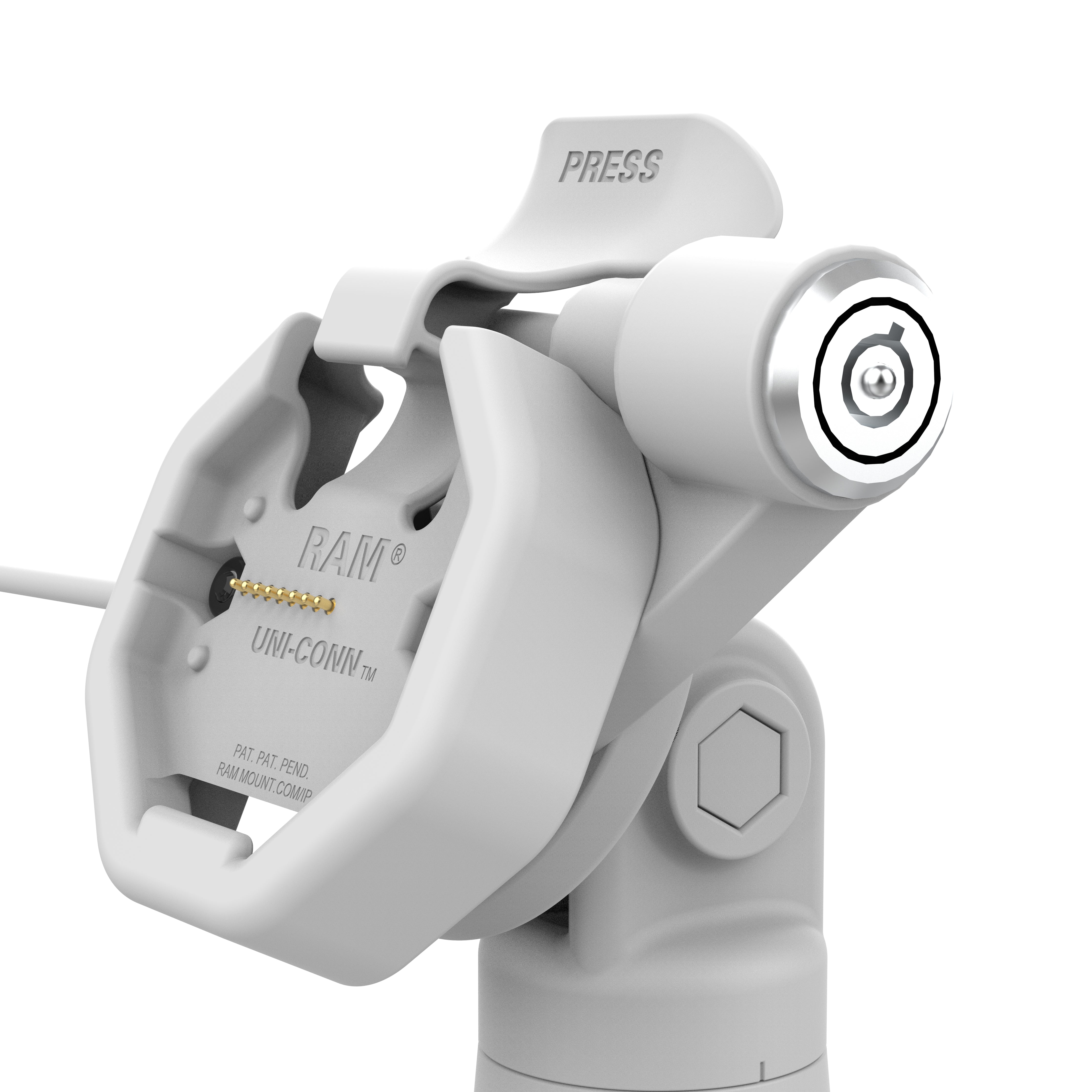 GDS® Uni Conn™ Powered Locking Tilt & Swivel Dock with USB-C + Data Port in Gray (RAM GDS DOCKLR D14 U3C 2A GRY) - Perfect for Office, Home & Car Laptop Mounting Solutions