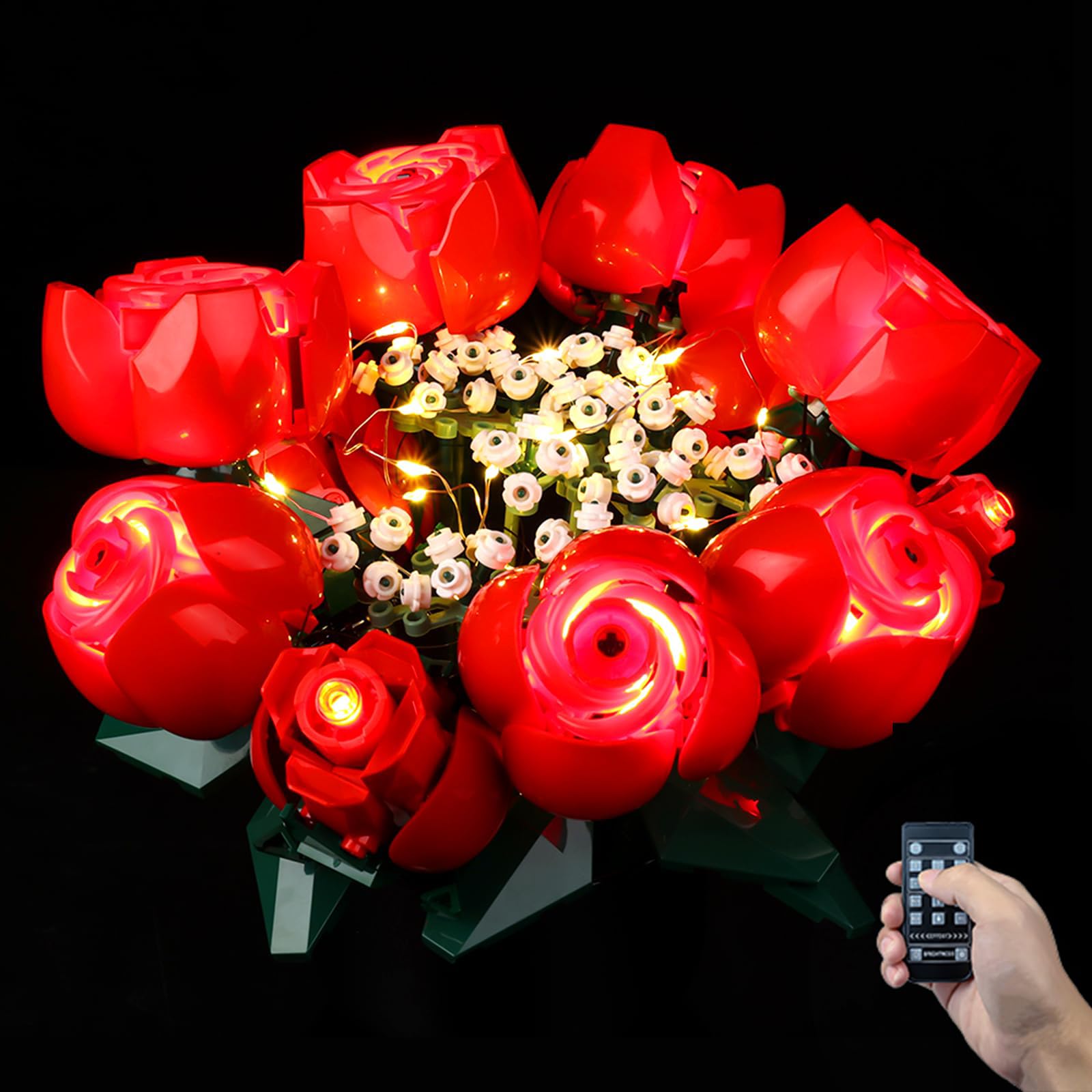 Kyglaring LED Lighting Kit for Lego Icon Roses Bouquet 10328 - DIY Flower Bouquet Light Set for Lego Building Blocks, Valentine's Day Gift (No Model Included, RC Version) - Perfect for Home Decoration, Romantic Gifts & Lego Enthusiasts