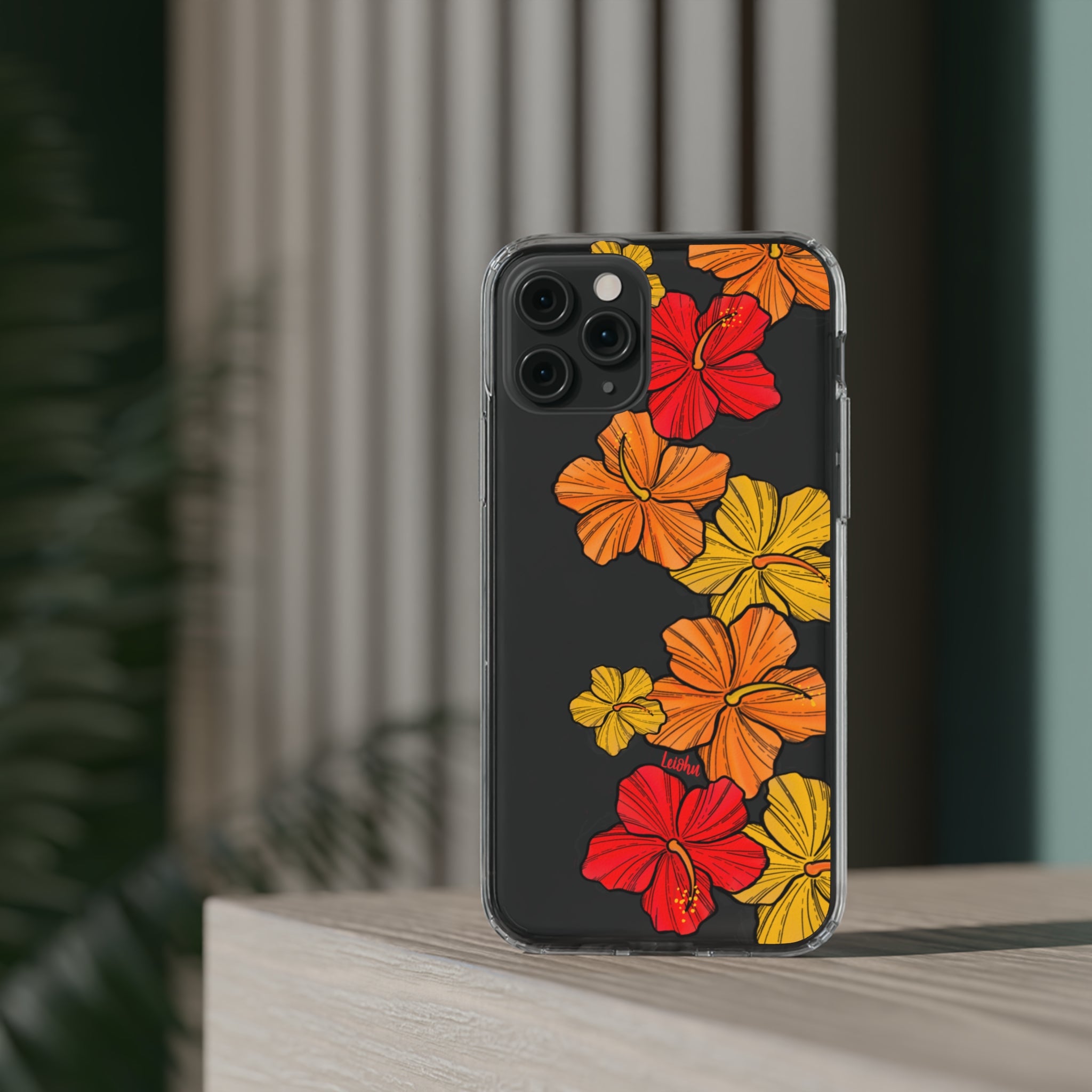 Hibiscus Retro Clear Phone Case - Durable Protective Cover for iPhone & Samsung - Floral Design for Stylish Protection | Perfect for Everyday Use, Travel & Gifting