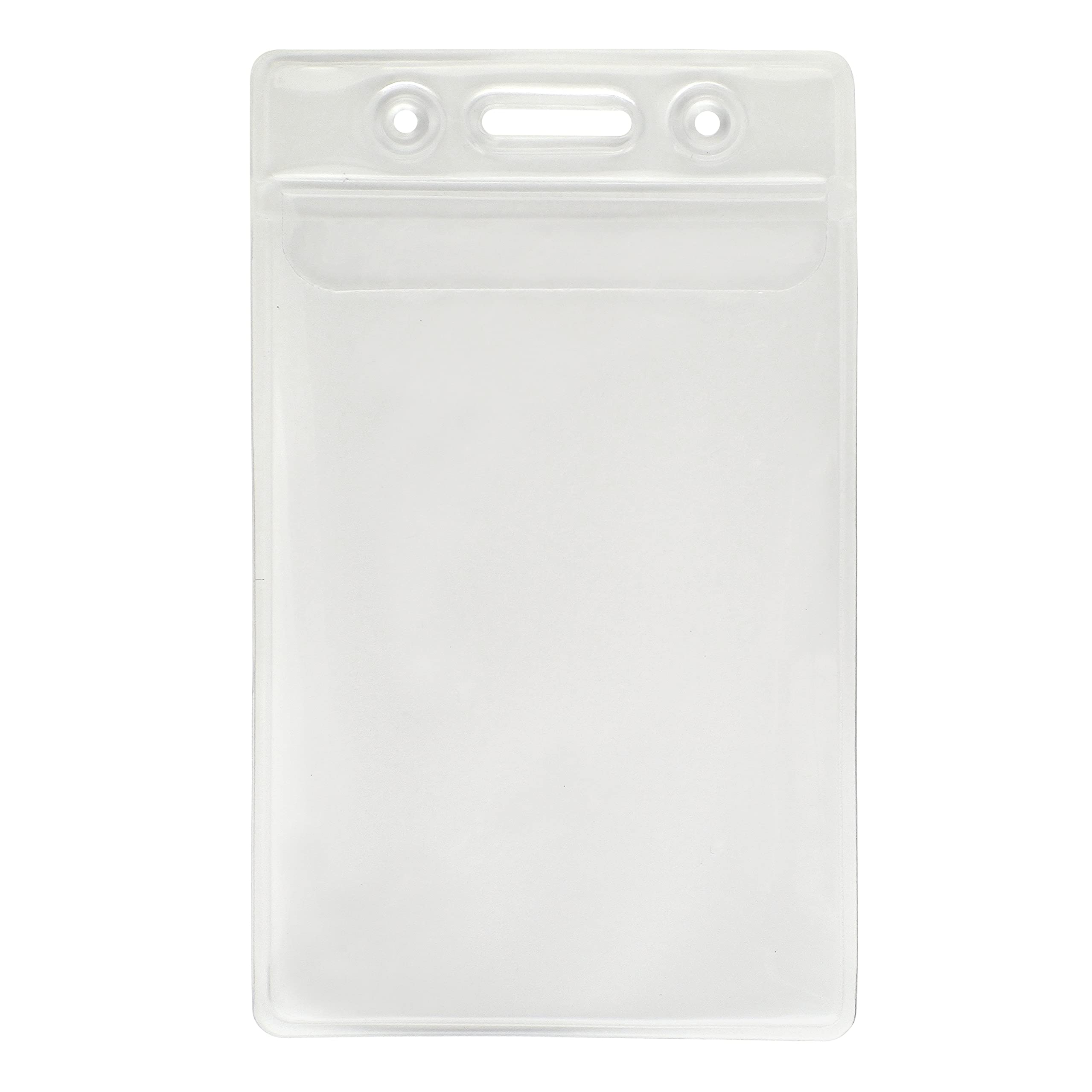Specialist ID 100 Clear Vertical Badge Holders With Fold Over Top Flap - Premium Plastic ID Card Holders for Security, Events & Workplace Identification