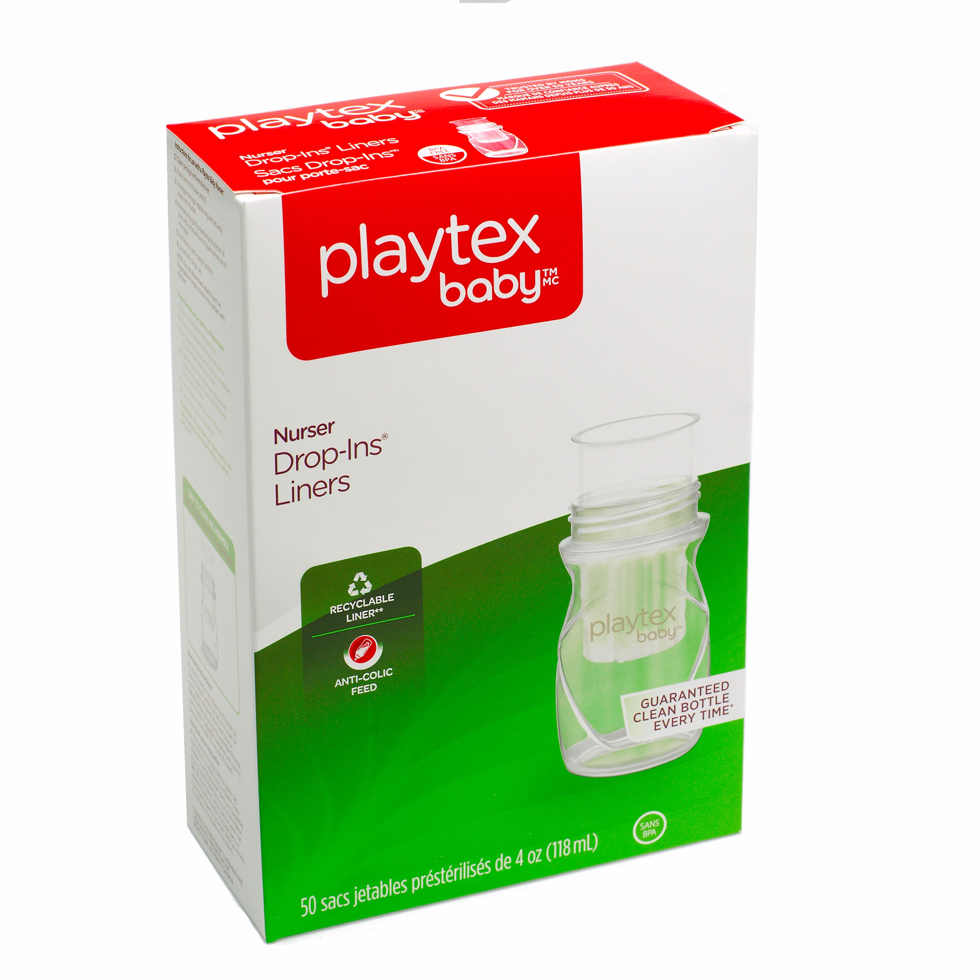 Playtex Baby Drop-Ins Anti-Colic Disposable Bottle Liners - 100 Count Pack - Reduce Gas & Fussiness for Newborns & Infants - Perfect for Night Feedings & On-the-Go Use