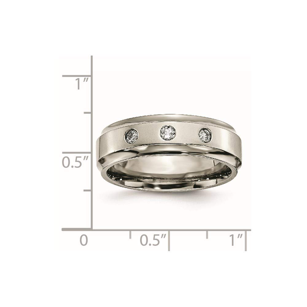 1/5 Carat Diamond Titanium Wedding Band for Men - Polished Chisel Edge Design TB433A - Perfect for Engagement, Anniversary & Everyday Wear