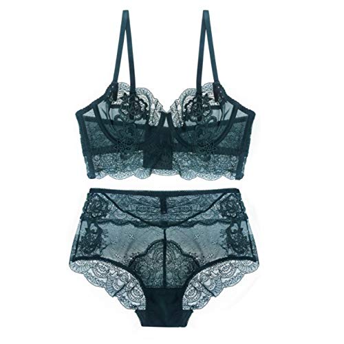 ZEGOO Women's Lace Embroidery Push Up Bra & High Waist Panty Set - Sexy Comfortable Everyday Underwear for Work, Date Night & Special Occasions
