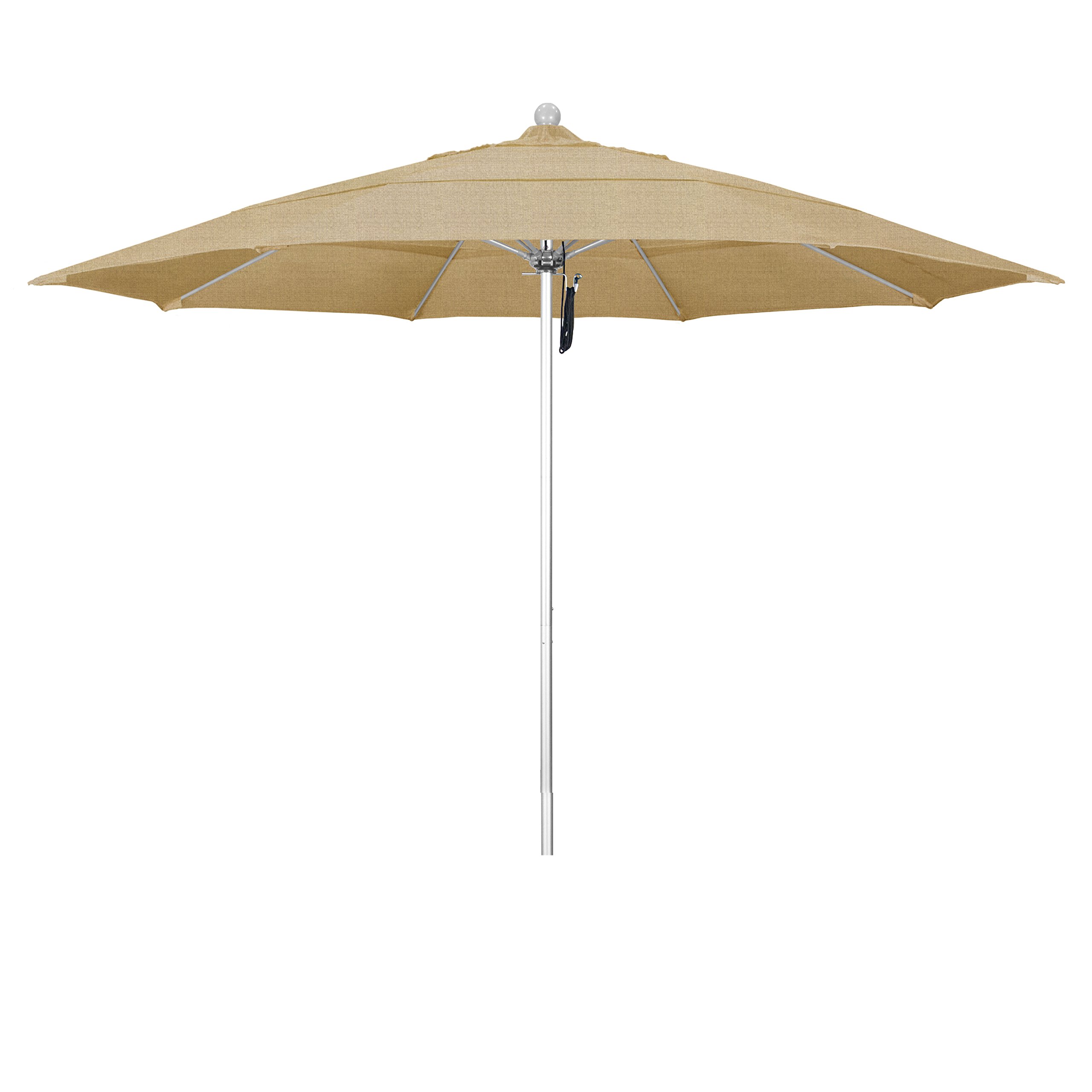 11' California Umbrella - Silver Patio Umbrella with Pulley for Outdoor Dining & Poolside