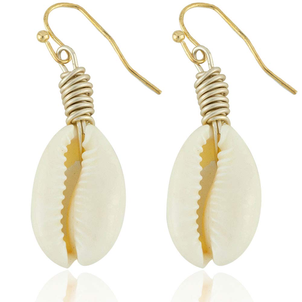 Trendy Cowrie Shell Dangle Earrings for Women - Summer Boho Beach Jewelry Set, Festival Fashion Accessories (Perfect for Vacations, Music Festivals & Boho Outfits)