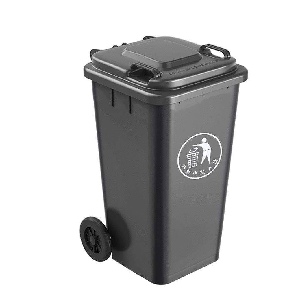 100L Heavy-Duty Wheeled Trash Can with Lid - Thickened Plastic Outdoor/Indoor Garbage Bin for Kitchen, Living Room, Garage & Patio - Gray Large Capacity Waste Basket (Mobility & Durability for Home & Commercial Use)