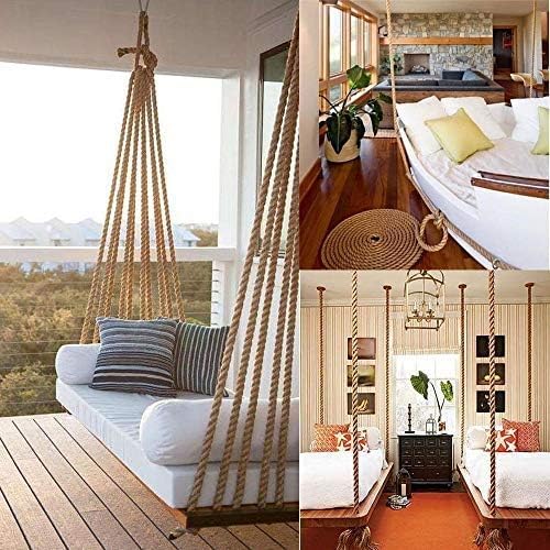 100% Natural Hemp Rope (100 ft x 1 inch) - Thick Twisted Manila Jute Rope for Crafts, Dock Lines, Decorative Landscaping, Tree Swing Hanging, Gardening & Tug of War | Heavy Duty Outdoor & Indoor Use for DIY Projects, Marine Applications & Backyard Decor