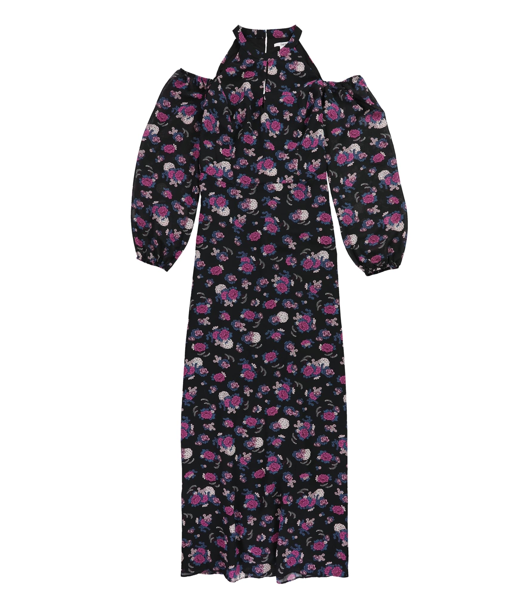 Bar III Women's Floral Print Cold Shoulder Maxi Dress - Black XXS | Elegant Summer Dress for Beach Vacations, Weddings & Date Nights