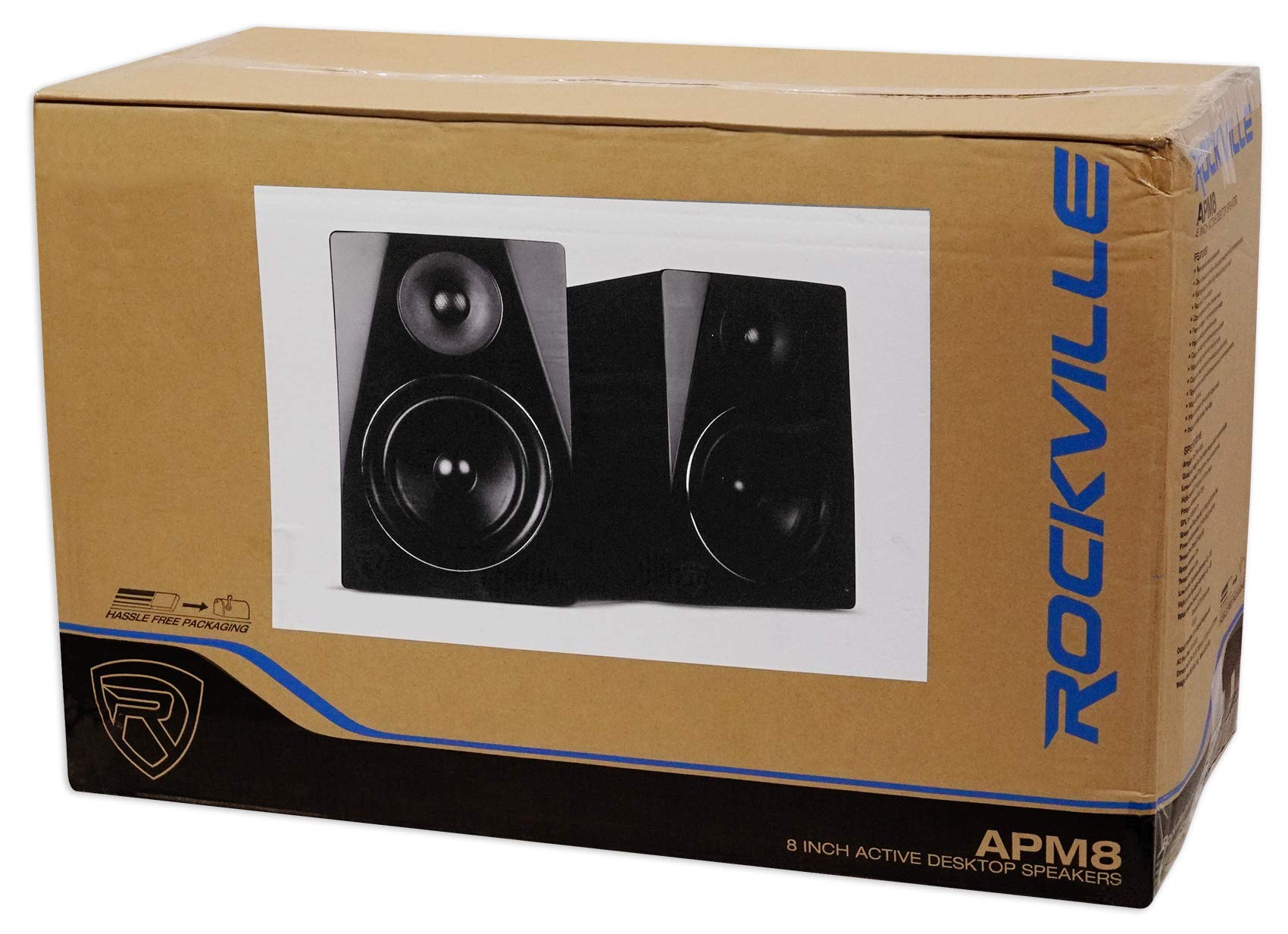 Rockville APM8B 8 Inch 500W Powered Studio Monitor Speakers with Stands, Isolation Pads & Headphones - Professional Audio Setup for Home Recording, DJing, Music Production